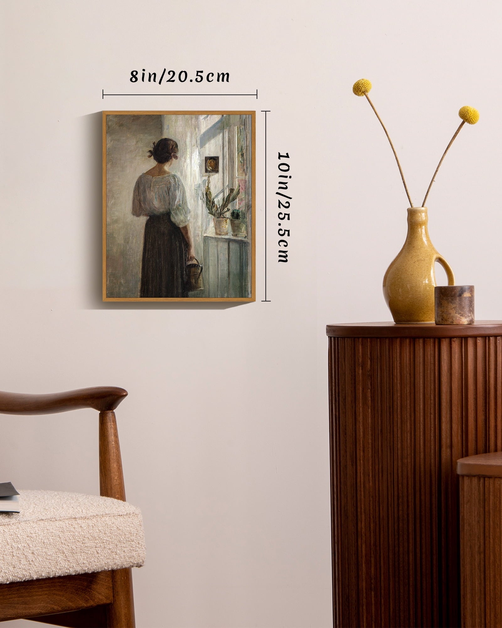 Drsoum French Country Wall Art Medieval Lady Classic Prints Kitchen Bathroom Office Decor - 8x10in Nature Framed