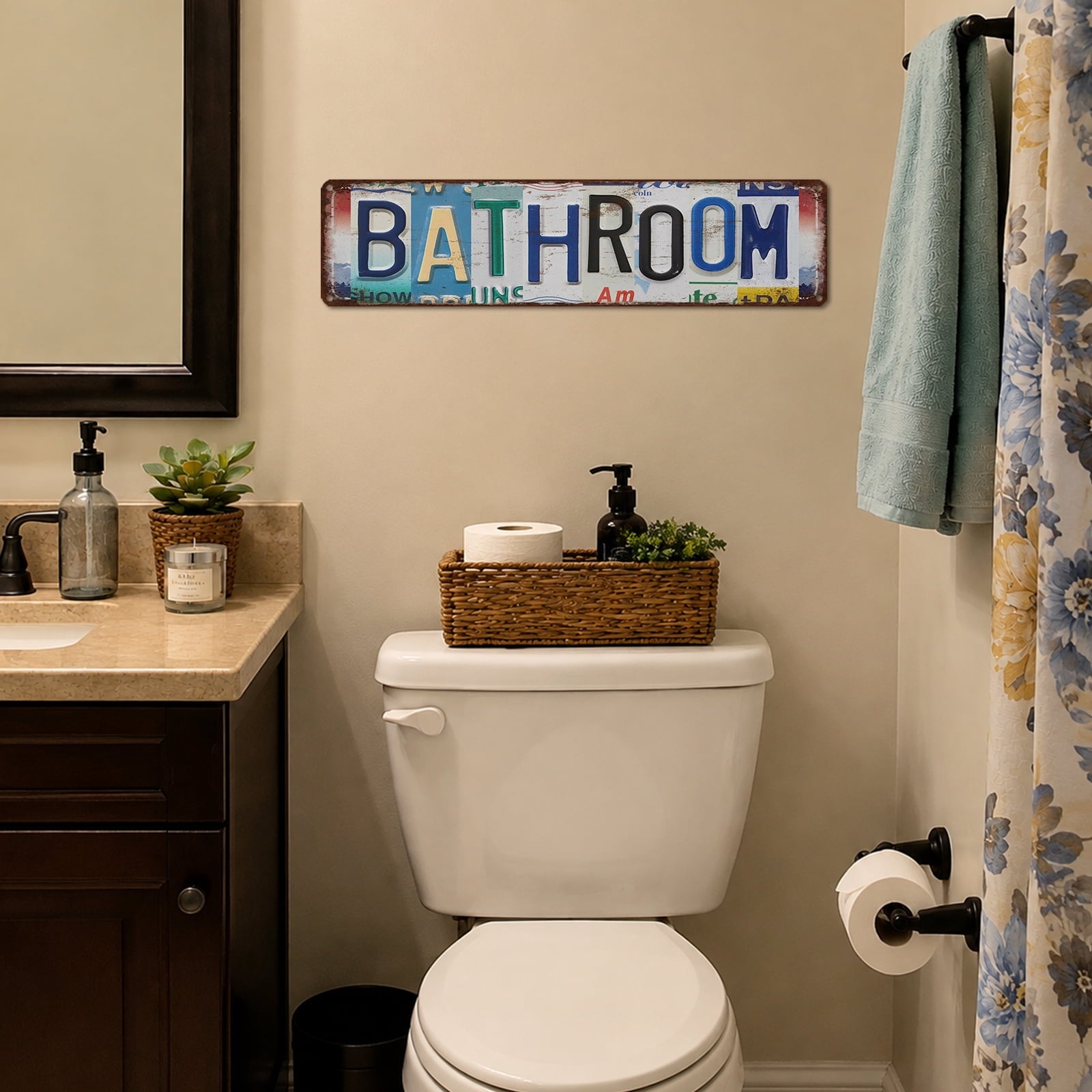 Drsoum Bathroom Vintage Metal Sign 4x16 Vintage Restroom Decor