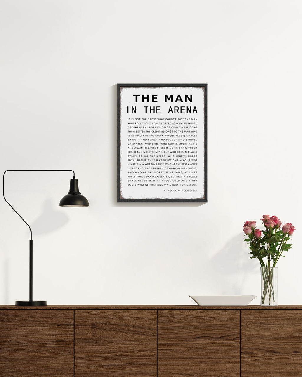 Inspirational 11x14in Black Framed Wall Decor the Man in the Arena Motivational Quote Sayings Office Home Decor Prints Art Encouraging Positive Posters