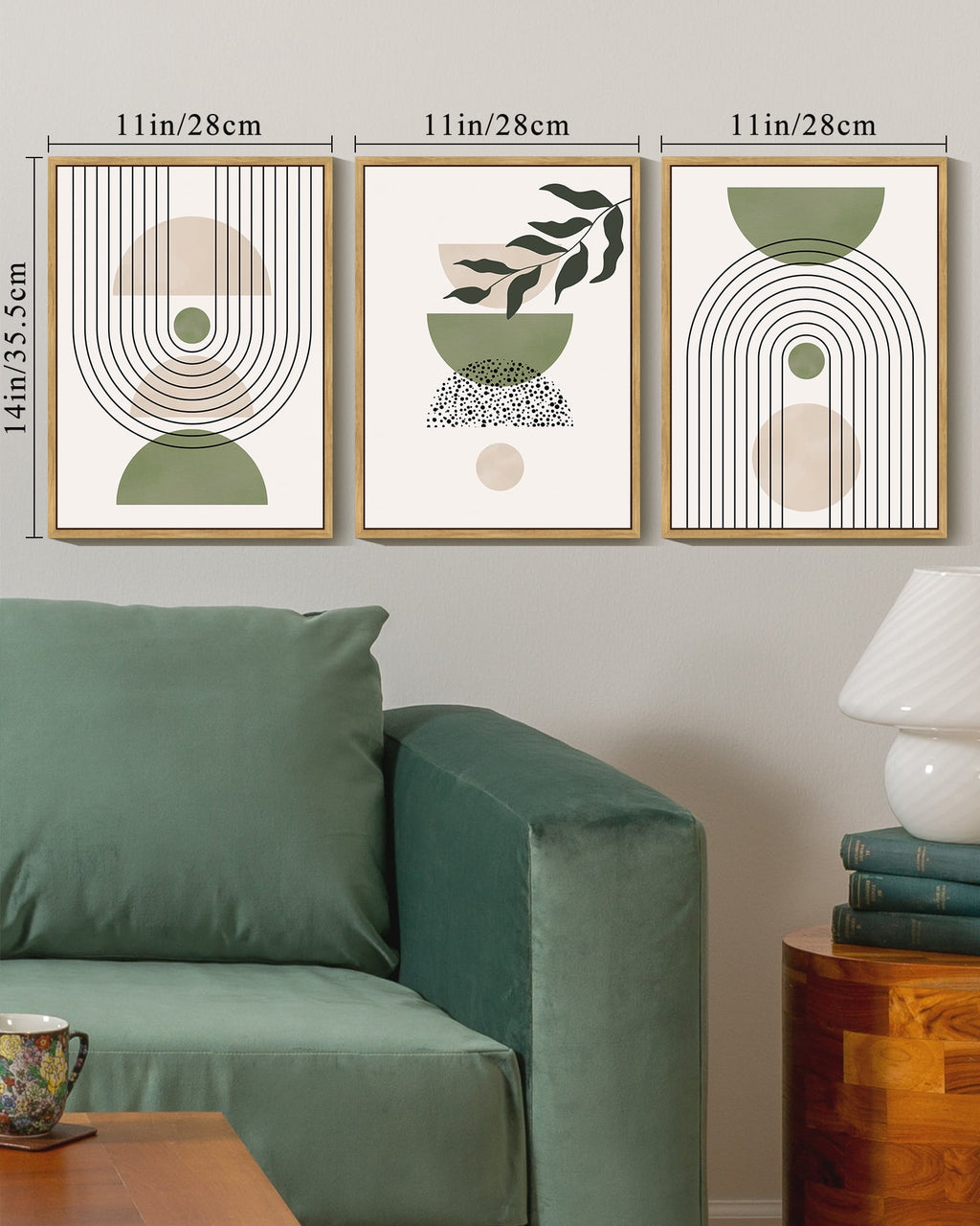 Drsoum Leaf Wall Art Green Botanical Boho Printing Minimalist for Bathroom Prints 11x14in3pcs Natural Framed