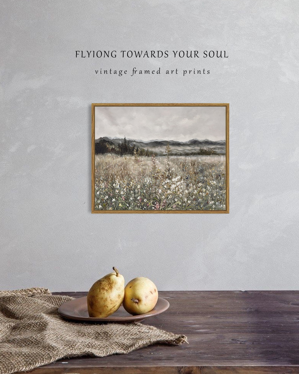 Drsoum Retro Farmhouse Boho Vintage Framed Canvas Wall Art Prints Meadow Flowers Painting 11x14in