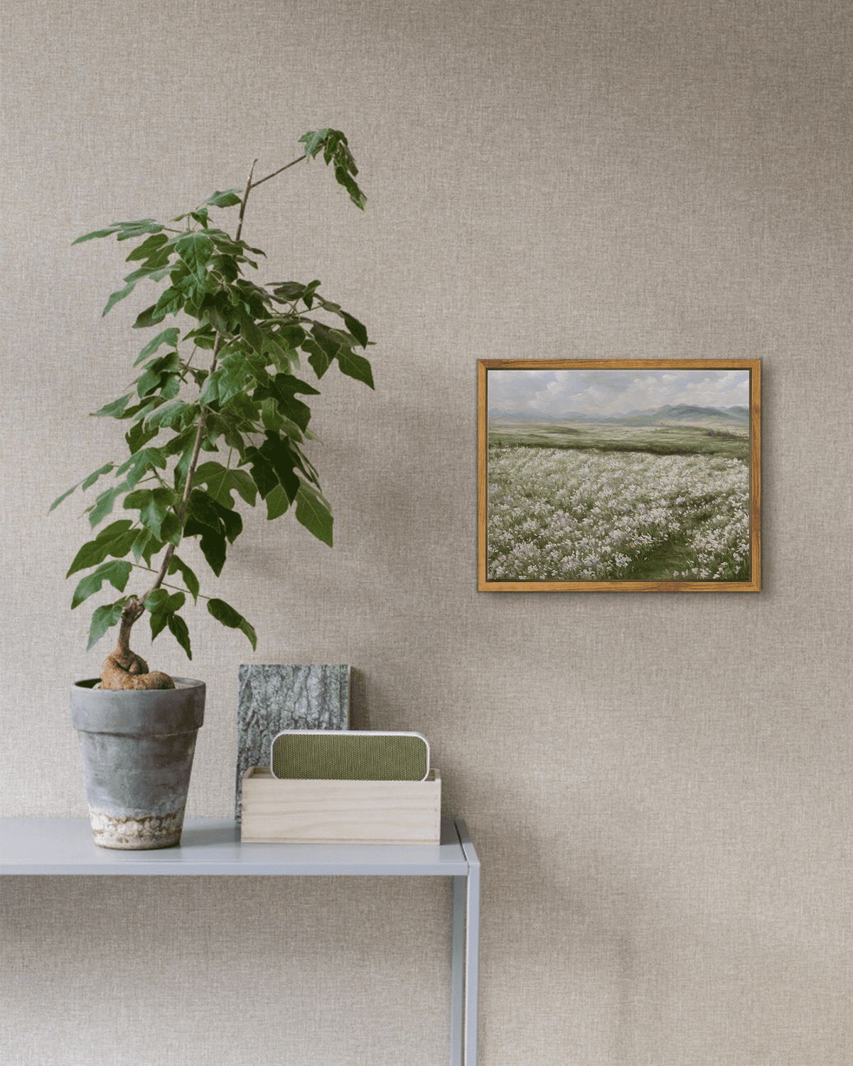 Drsoum Landscape Artwork Wall Art Prairie in Full Bloom Classic Prints Modern Farmhouse Kitchen Bathroom Office Decor - 8x10in Natural Framed