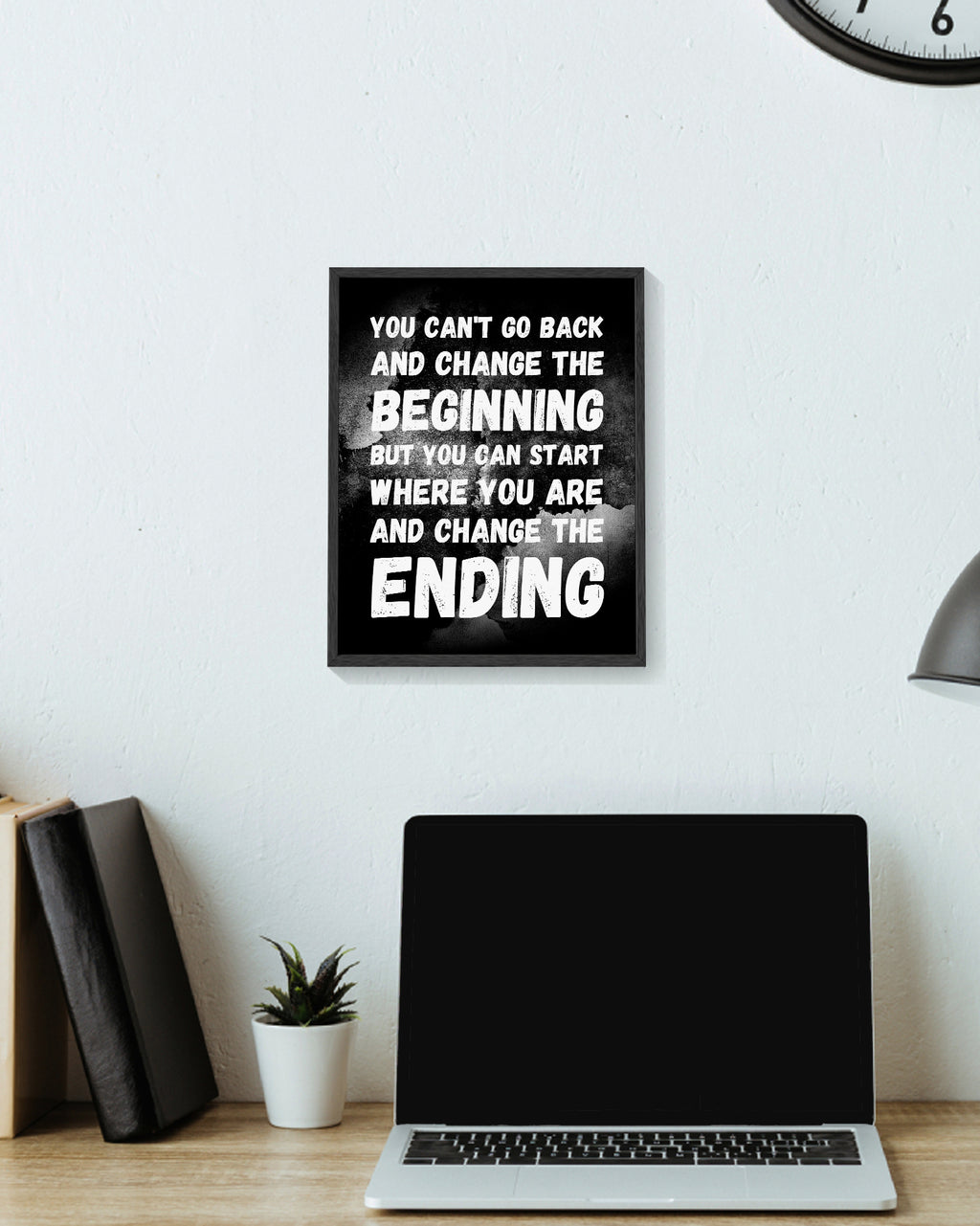 8x10in Black Framed Inspirational Wall Art You Can't Go Back Sayings Office Home Decor Motivational Quote Encouraging Positive Posters Prints