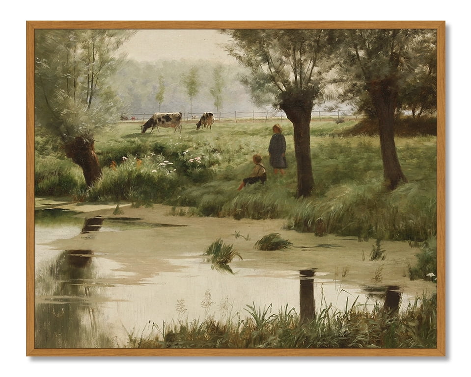 Drsoum Modern Vintage Wall Art Lake Print Artwork for Bedroom living room Dining room Kitch 11x14in Natural Framed
