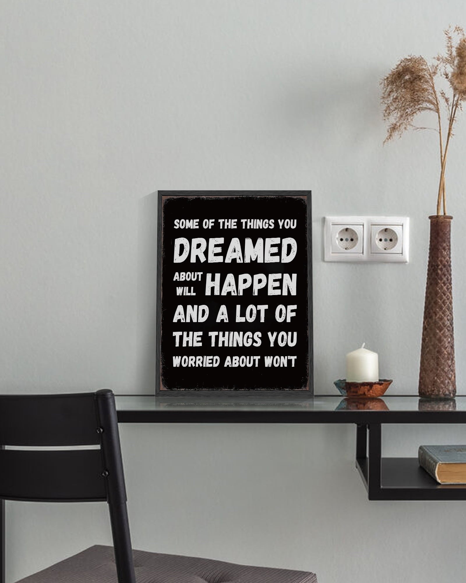 Inspirational 11x14in Black Framed Wall Art Dreamed Will Happen Motivational Positive Quote Sayings Office Home Decor Prints Encouraging Posters Study