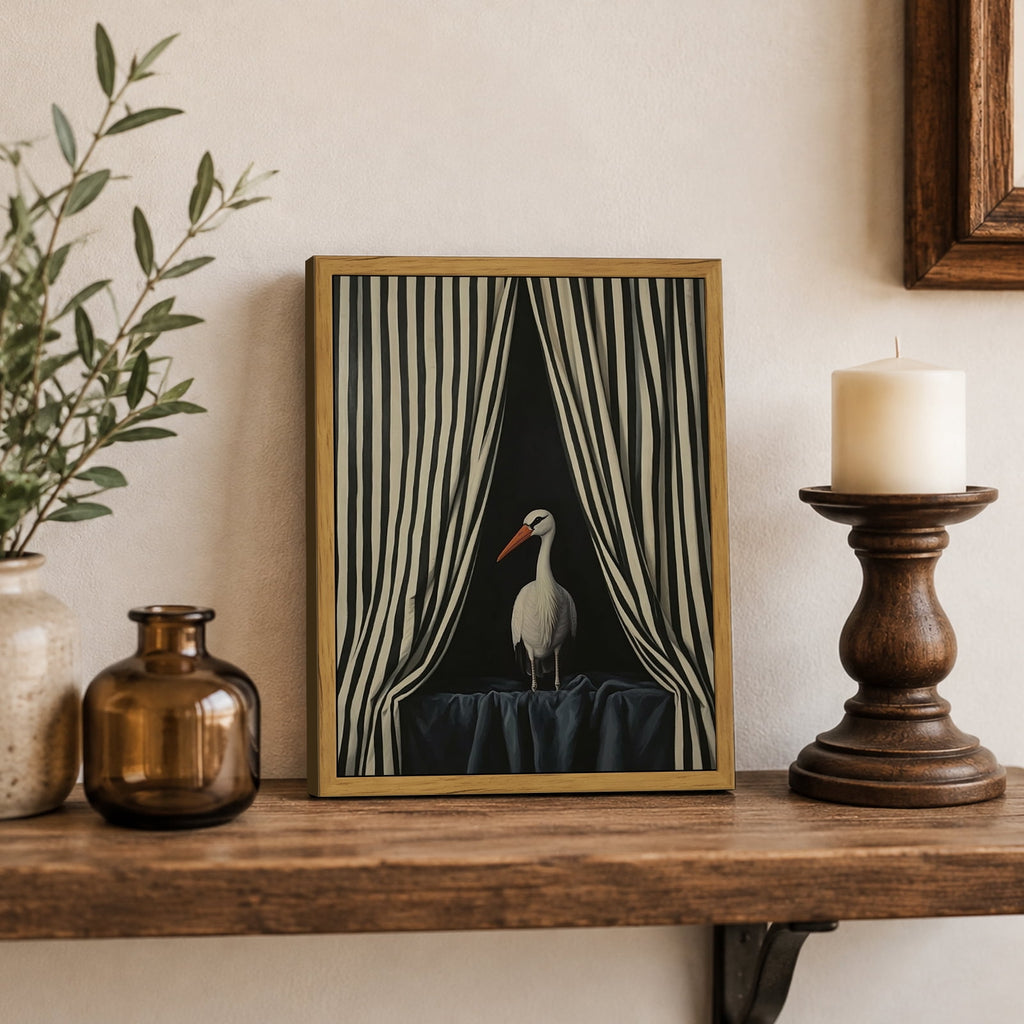 Drsoum Stork Vintage Framed Canvas Wall Art 8x10 Inch