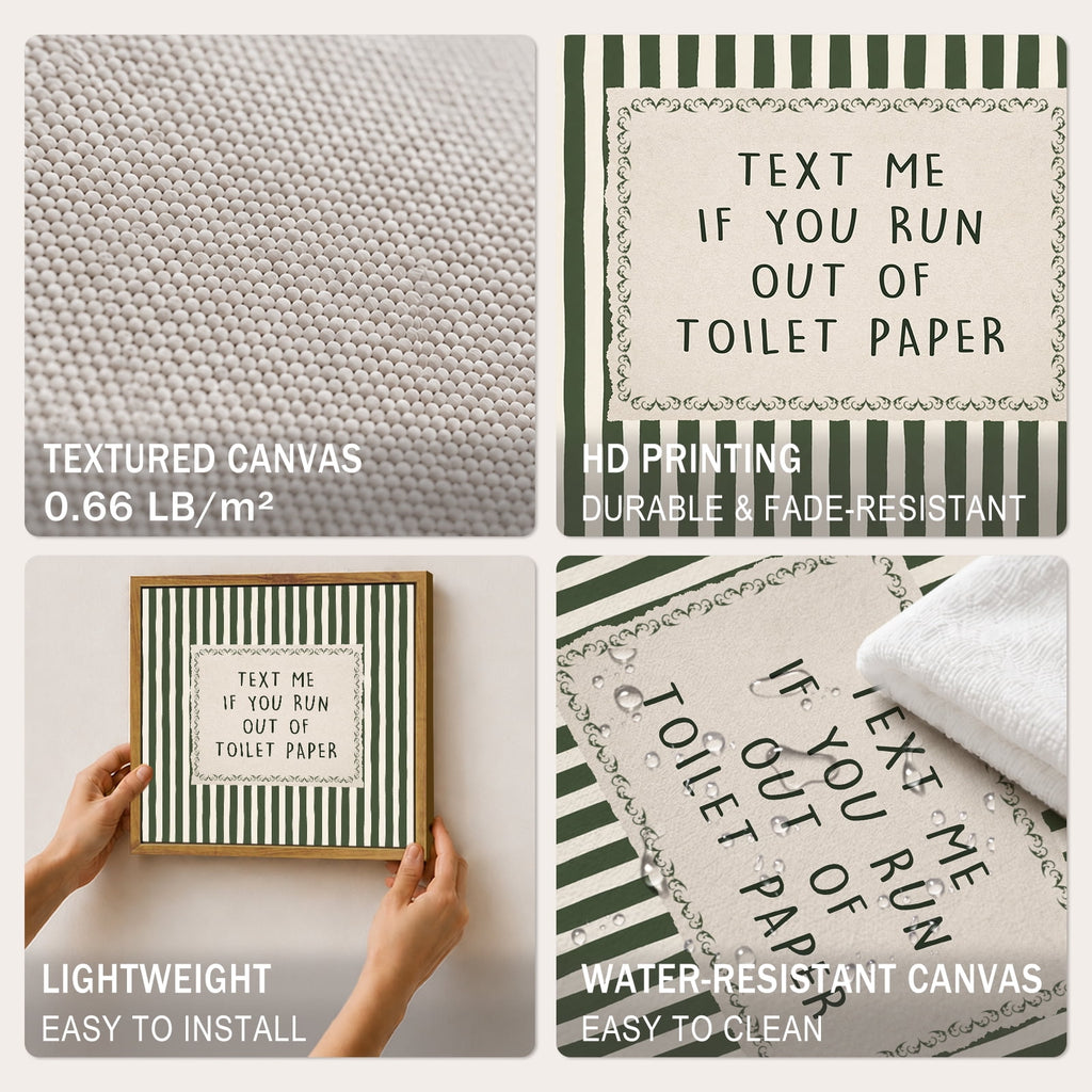Drsoum Funny Bathroom Wall Art Toilet Paper Humor Framed Canvas 8x10