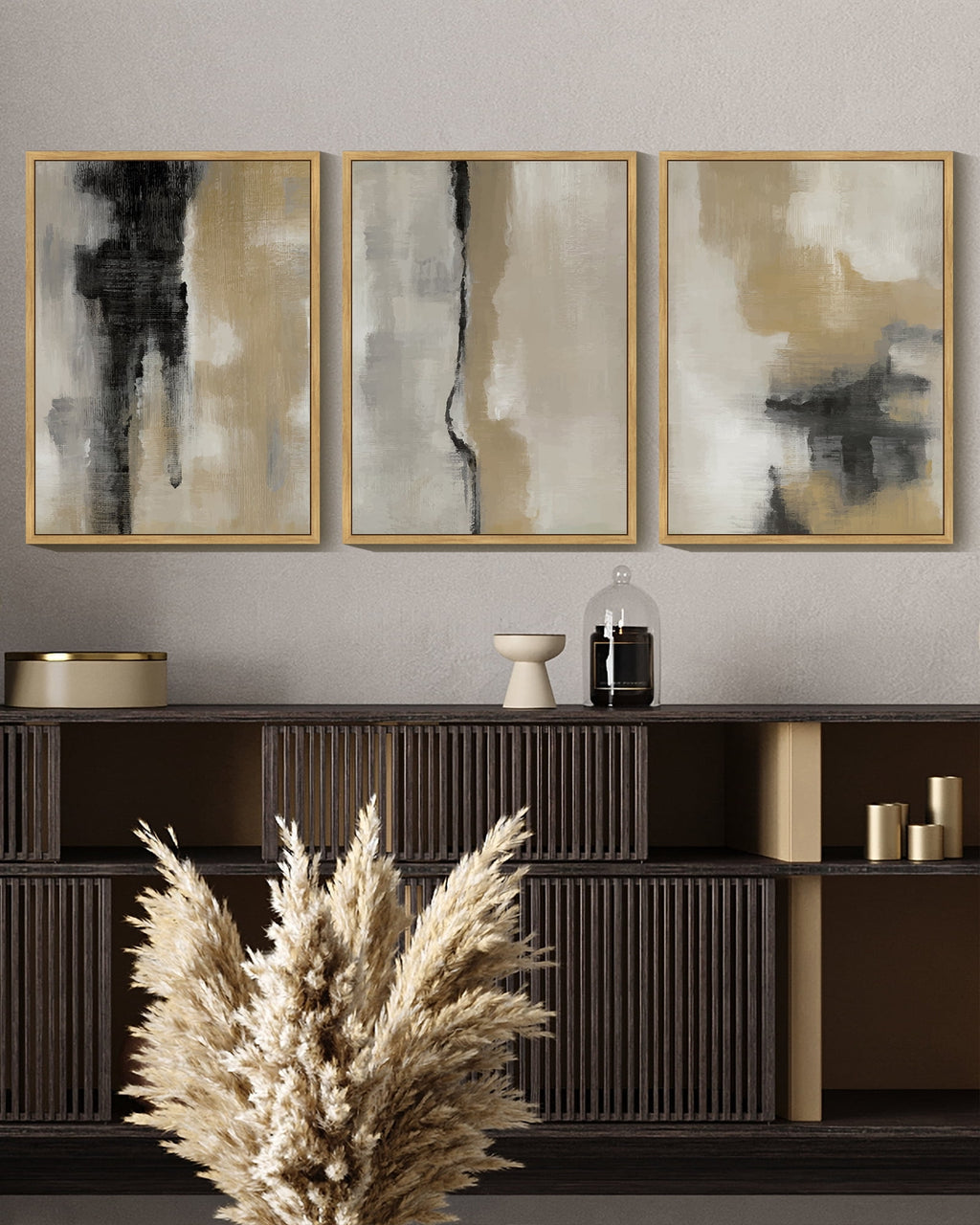 Drsoum Abstract Wall Art Color Block Artwork for Office Hallway Bedroom 11x14in3pcs Natural Framed