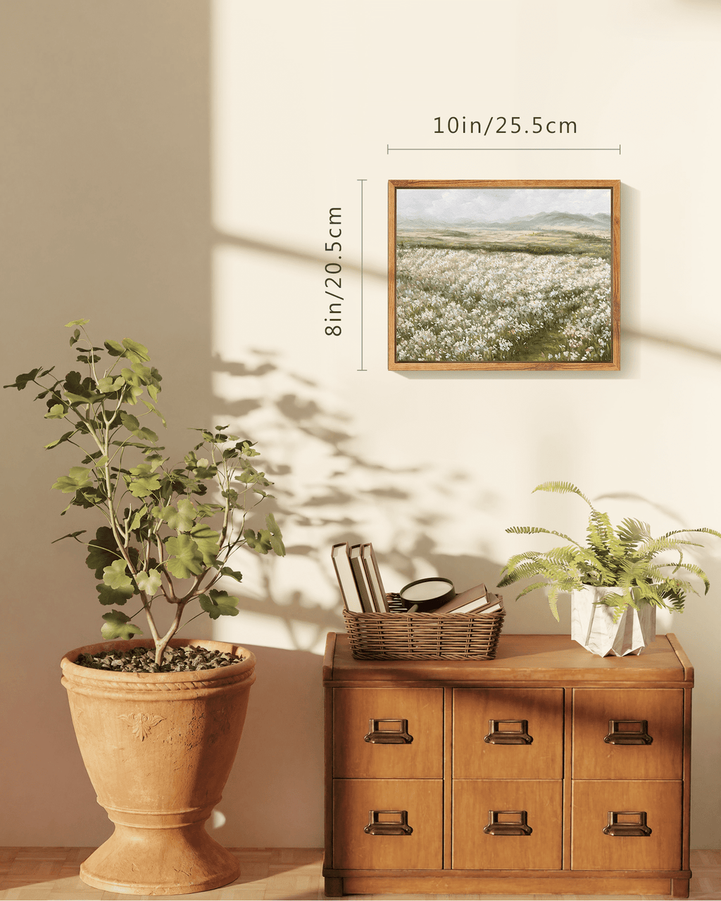 Drsoum Landscape Artwork Wall Art Prairie in Full Bloom Classic Prints Modern Farmhouse Kitchen Bathroom Office Decor - 8x10in Natural Framed