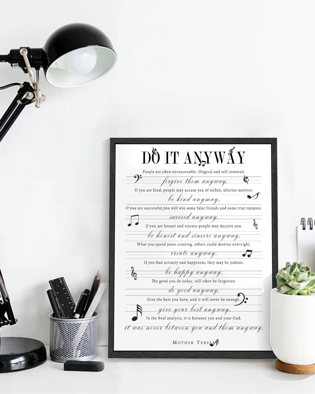 Motivational 11x14in Black Framed Wall Art Inspirational Do It Anyway Quote Sayings Office Home Decor Canvas Prints Encouraging Positive Posters Painting