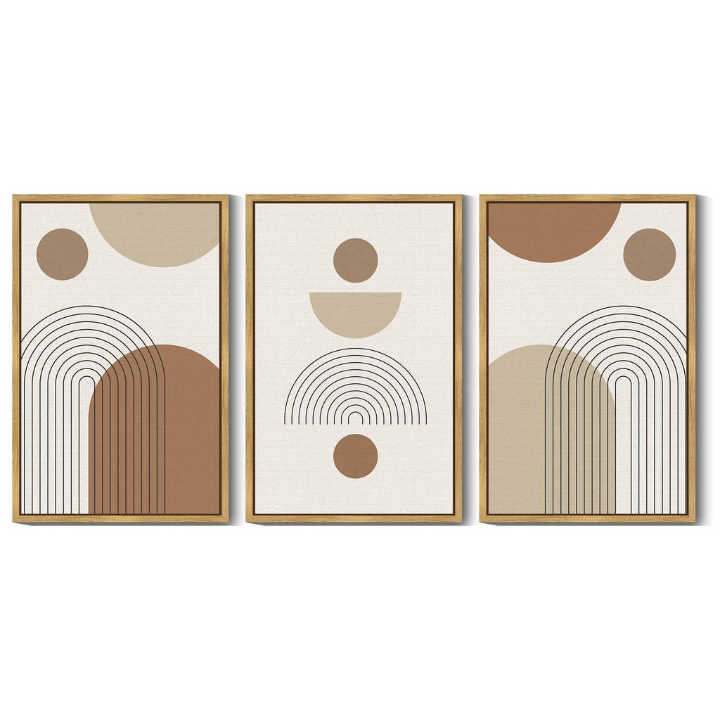 Drsoum Large 24x36in3pcs Natural Framed Abstract Bohemia Wall Art Line Printing Minimalist Prints for Bathroom