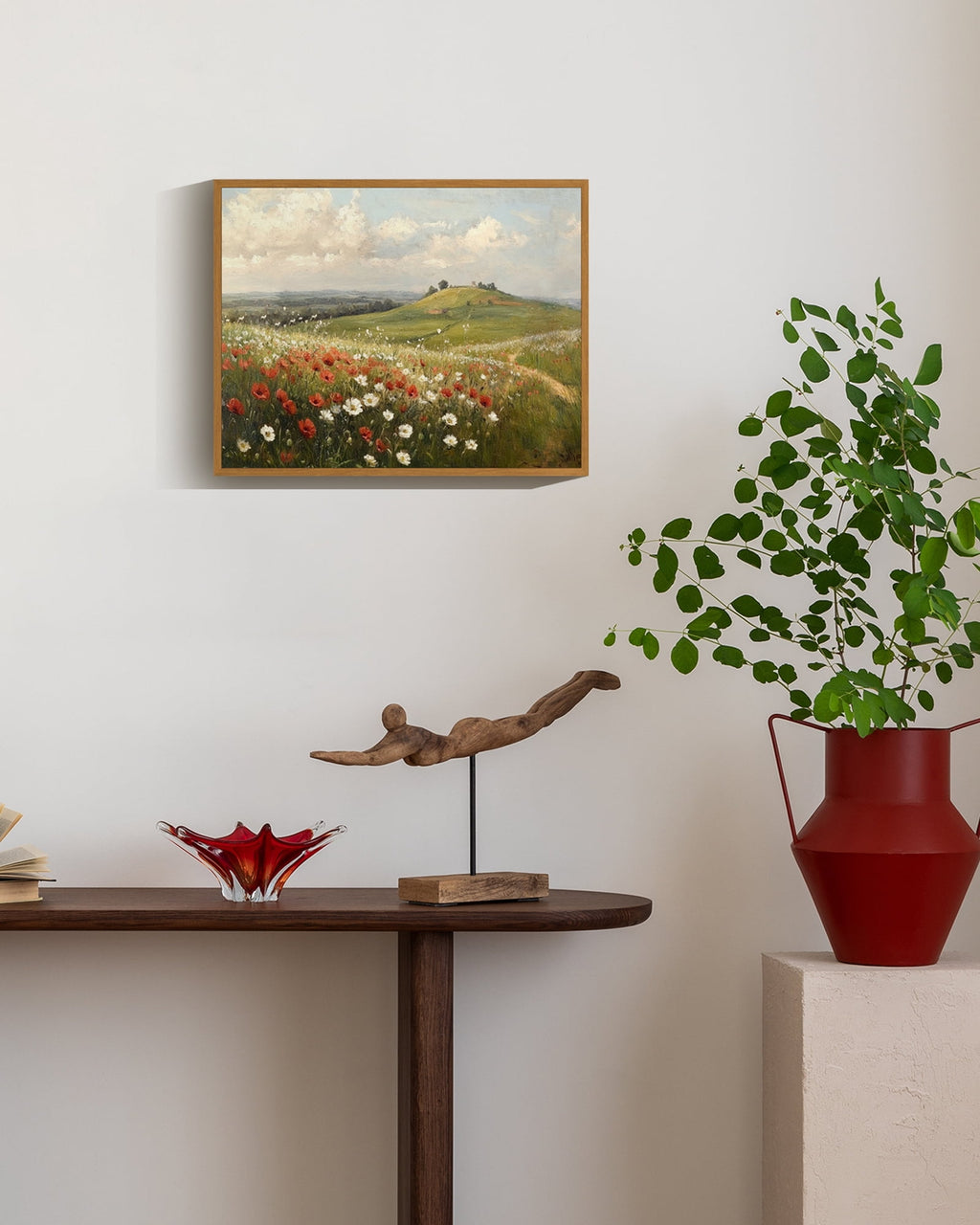 Drsoum Landscape Rural wildflowers Wall Art 11x14in Nature Framed Classic Retro rustic Wall Prints Farmhouse Kitchen Bathroom Office Decor