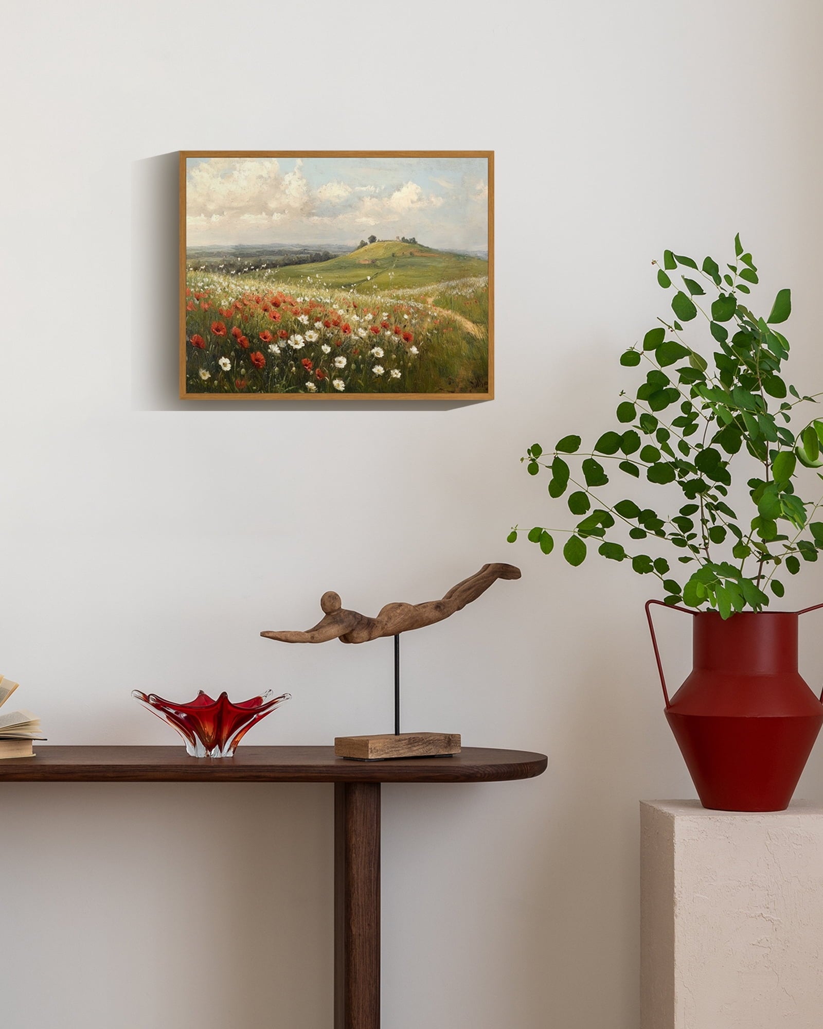 Drsoum Landscape Rural wildflowers Wall Art 11x14in Nature Framed Classic Retro rustic Wall Prints Farmhouse Kitchen Bathroom Office Decor