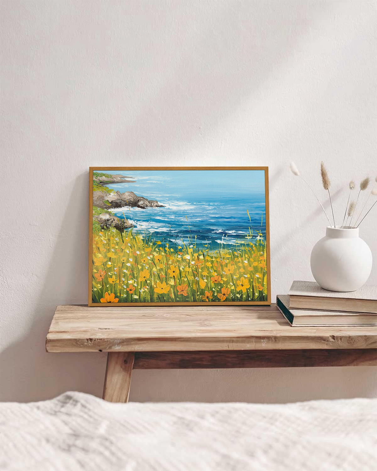 Drsoum Landscape wildflowers Wall Art seascape Wall Prints Farmhouse Kitchen Bathroom Office Decor - 8x10in Nature Framed