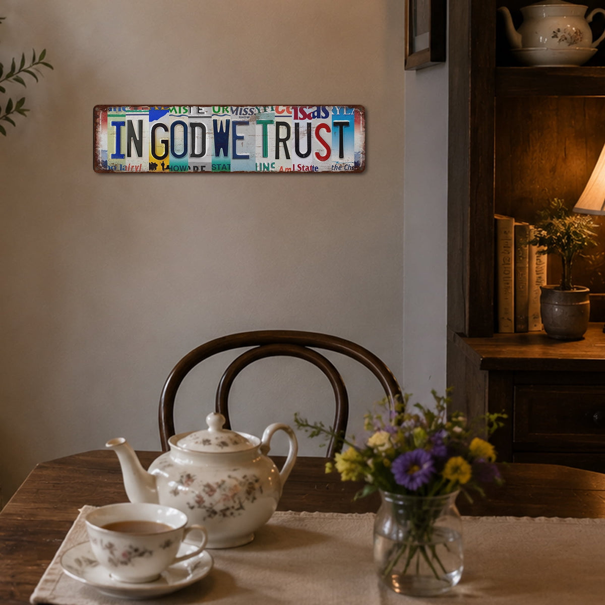 Drsoum In God We Trust Aluminum License Plate Vintage Metal Wall Decor