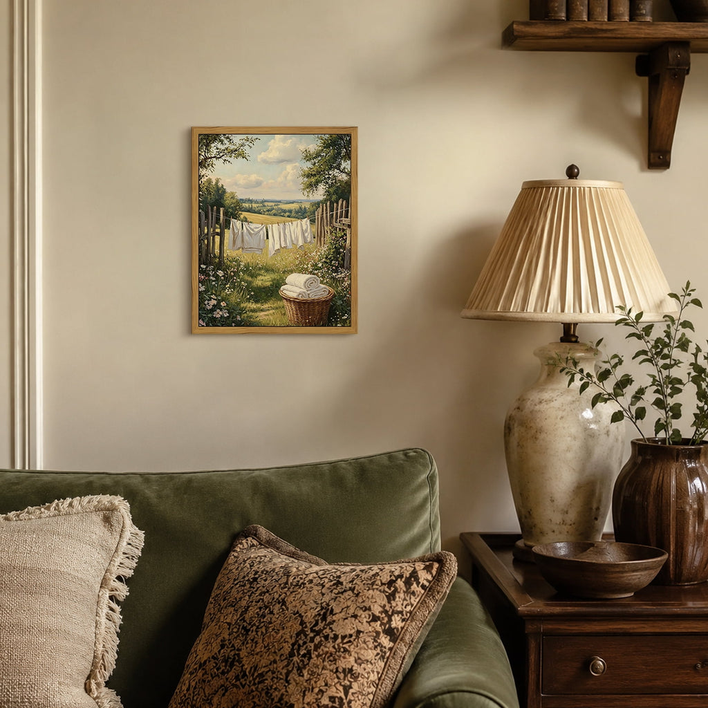 Drsoum Vintage Laundry Room Wall Art Framed Landscape Canvas Print 8x10 Inch