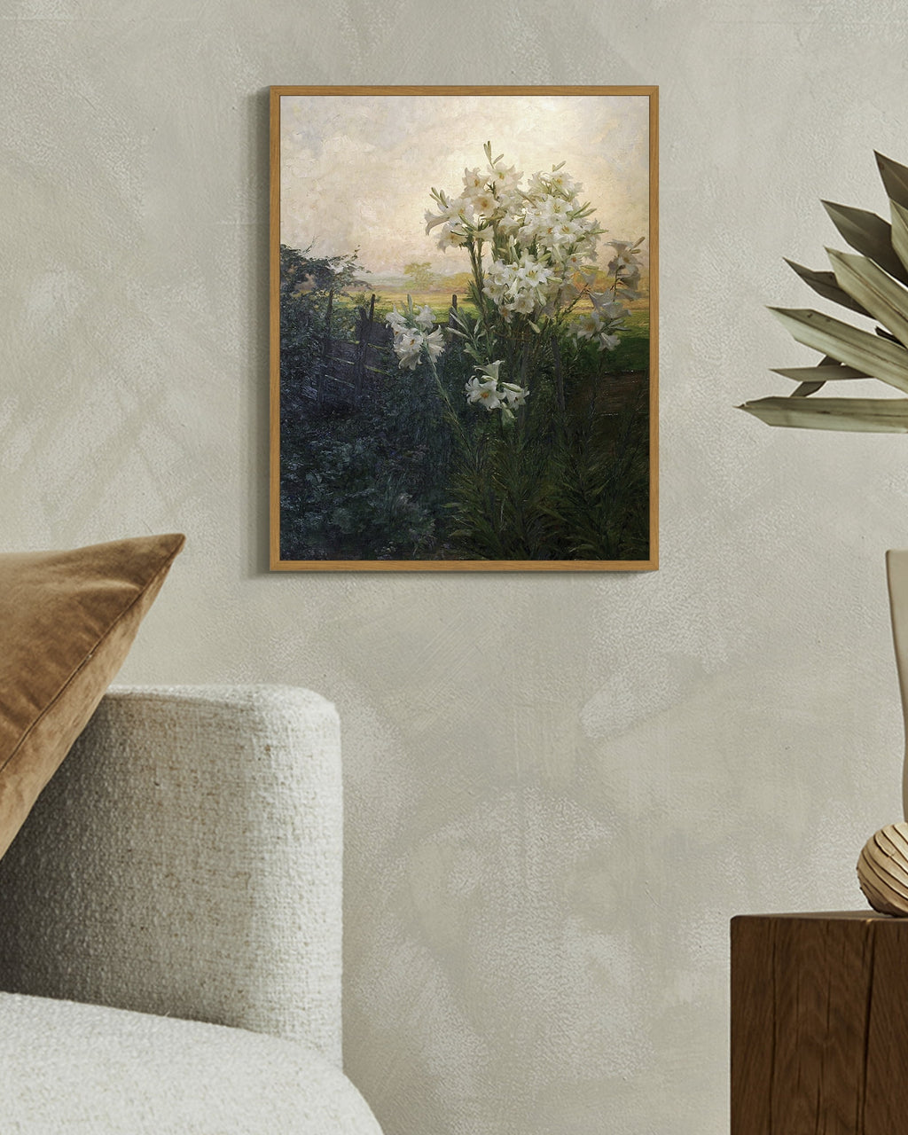 Drsoum Retro Lily Wall Home Decor Flower Classic Prints Kitchen Living room Office Decor 8x10in Natural Framed