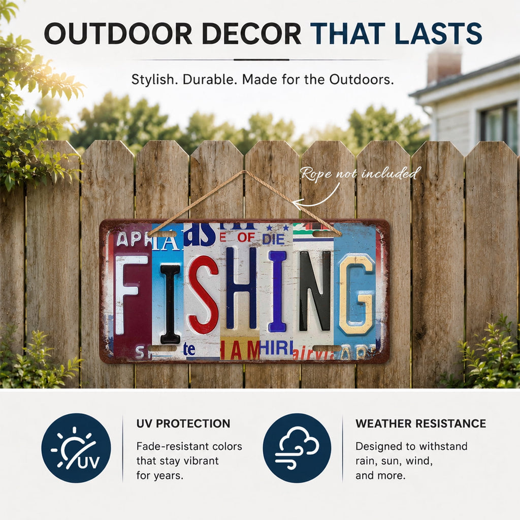 Drsoum Fishing Metal Sign Vintage Wall Art 6x12in