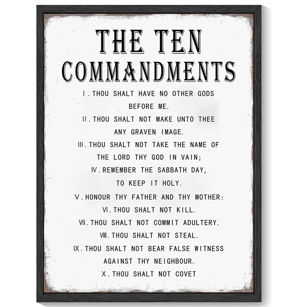 Inspirational 11x14in Black Framed Wall Art Motivational Bible Verse Ten Commandments Quote Sayings Office Home Decor Canvas Prints Encouraging Positive Posters Painting