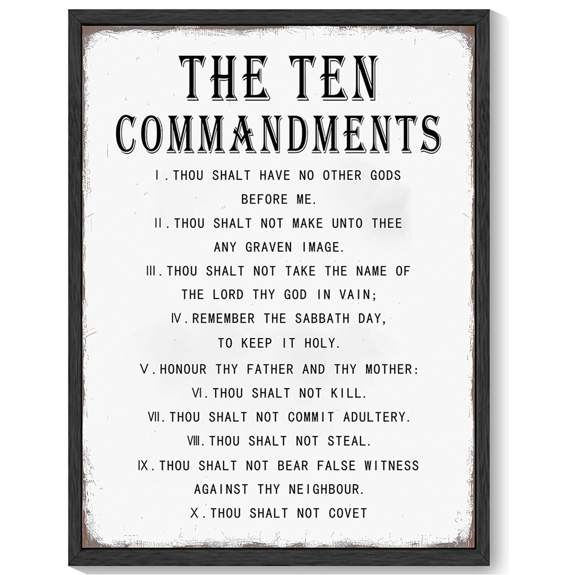 Inspirational 11x14in Black Framed Wall Art Motivational Bible Verse Ten Commandments Quote Sayings Office Home Decor Canvas Prints Encouraging Positive Posters Painting