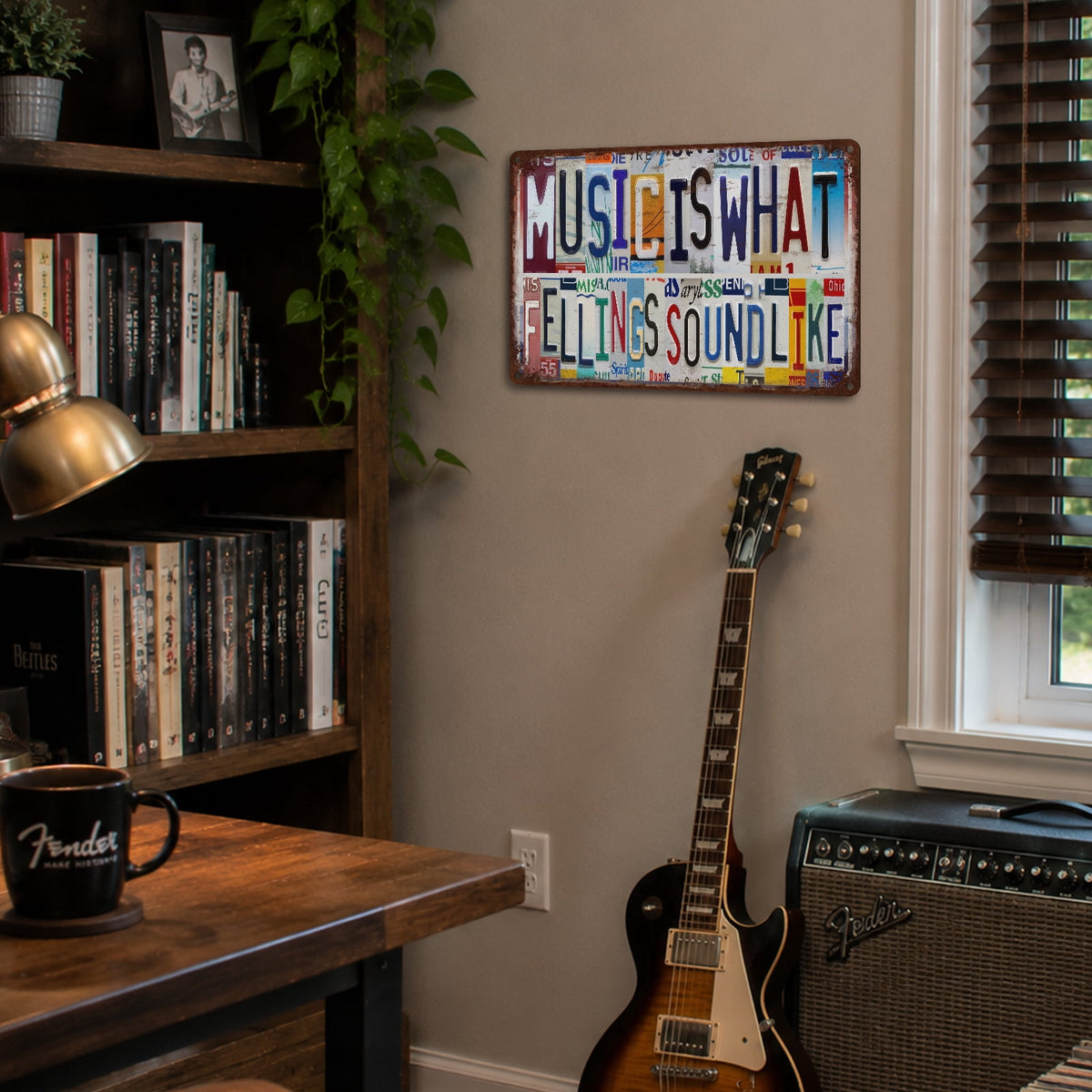 Drsoum MUSIC IS WHAT FEELINGS SOUND LIKE Vintage Metal Sign Wall Art 8x12 Inch