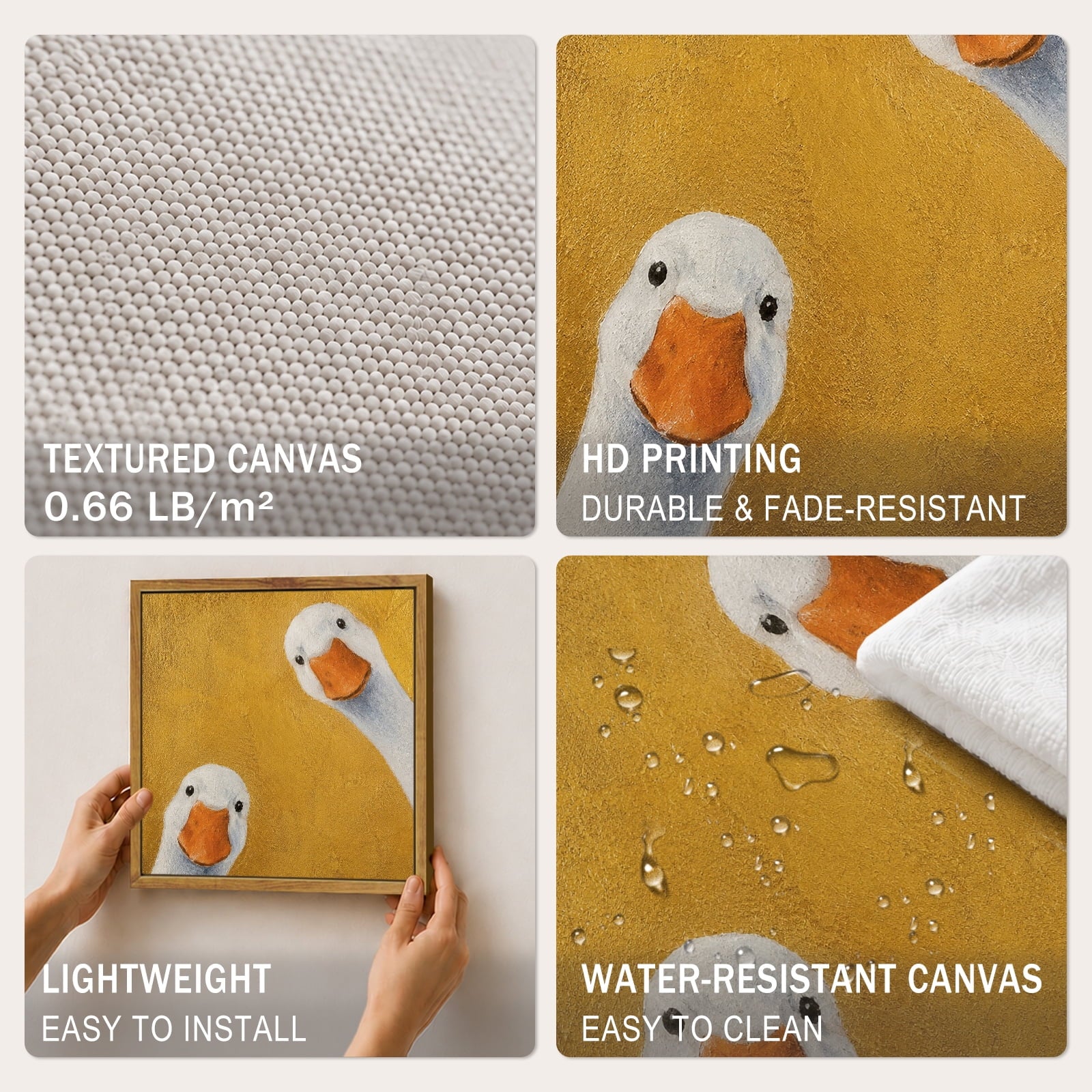 Drsoum Funny Goose Wall Art Peeking Ducks Gold Decor 8x10