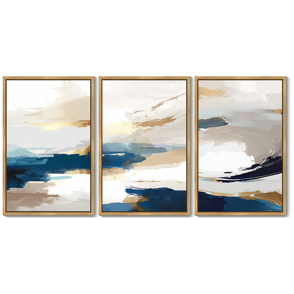 Drsoum Large Multicolor Abstract Wall Art 16x24in3pcs Natural Framed Modern Minimalist Painting Art Graffiti Artwork