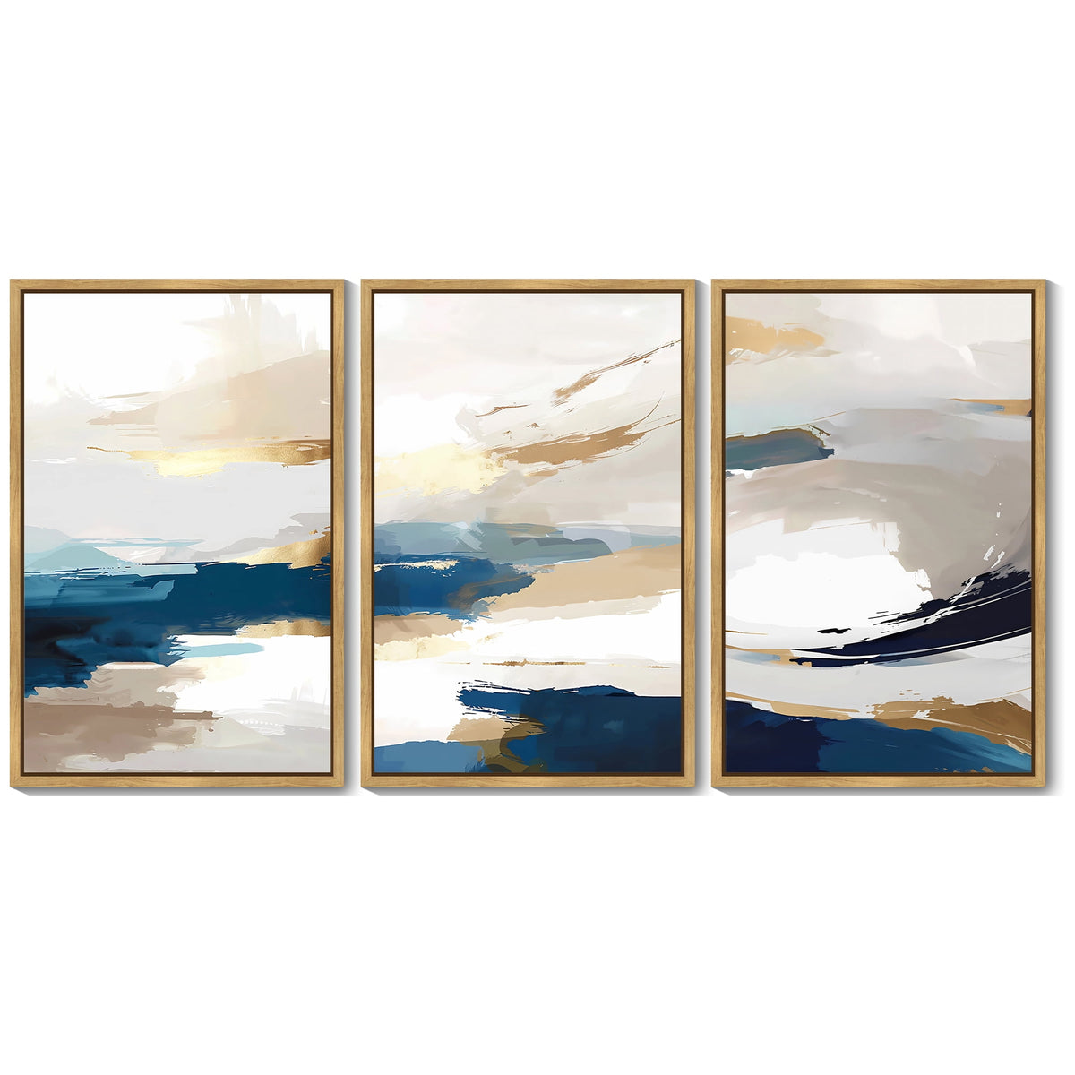Drsoum Large Multicolor Abstract Wall Art 16x24in3pcs Natural Framed Modern Minimalist Painting Art Graffiti Artwork
