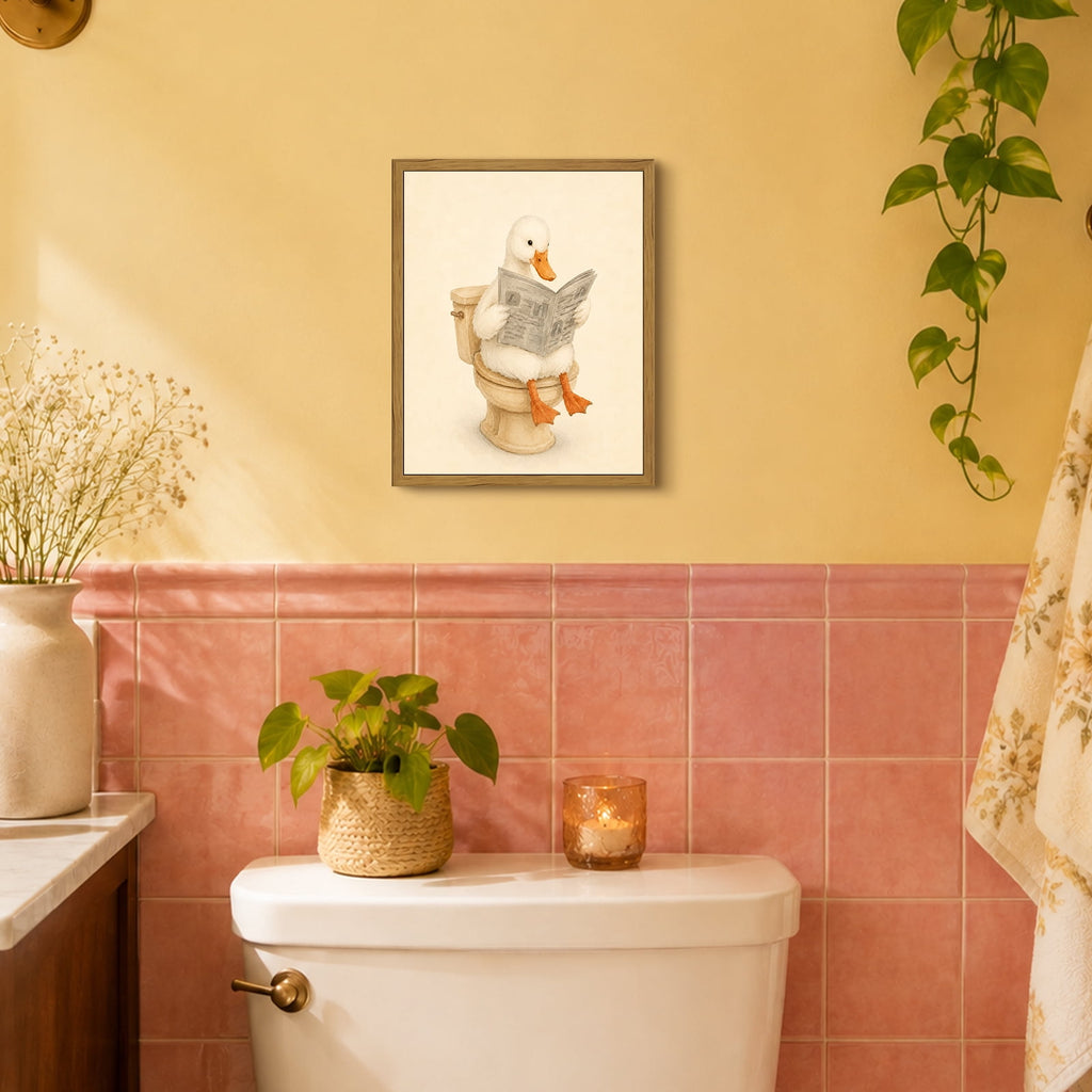 Drsoum Funny Duck Wall Art Retro Canvas Print for Bathroom Decor