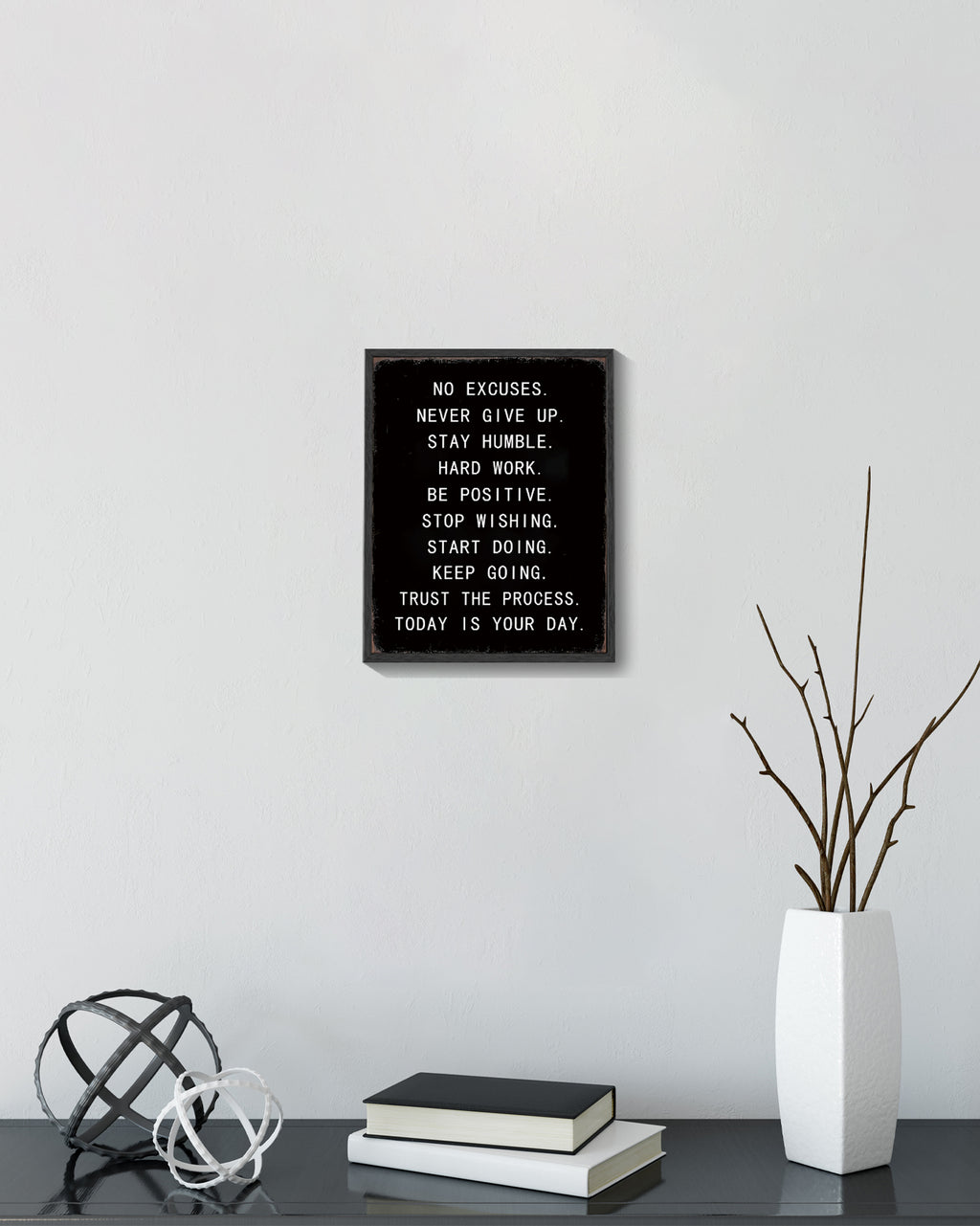 8x10in Black Framed Motivational Wall Decor Never Give Up Inspirational Quote Sayings Office Home Decor Prints Art Encouraging Be Positive Posters