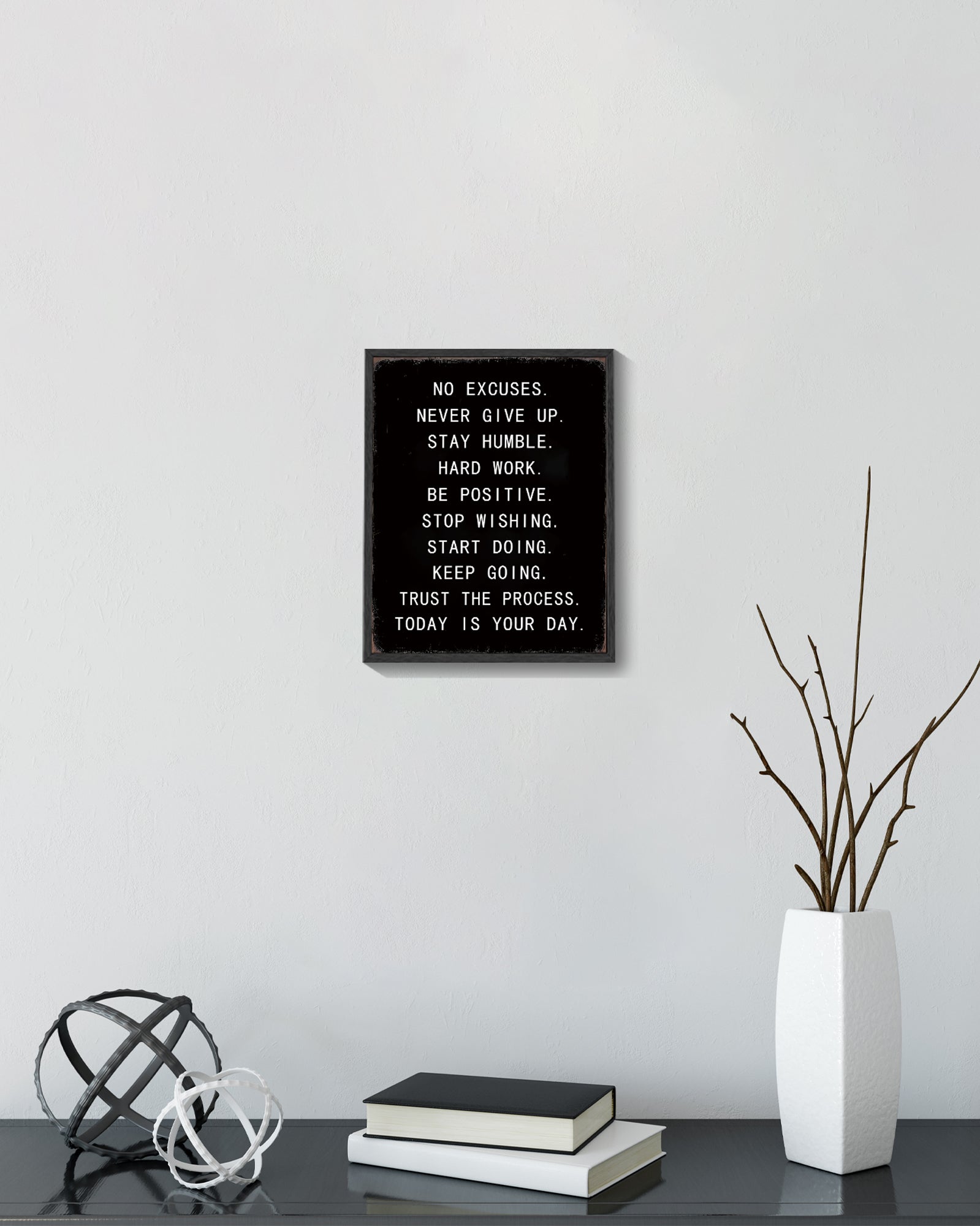 8x10in Black Framed Motivational Wall Decor Never Give Up Inspirational Quote Sayings Office Home Decor Prints Art Encouraging Be Positive Posters