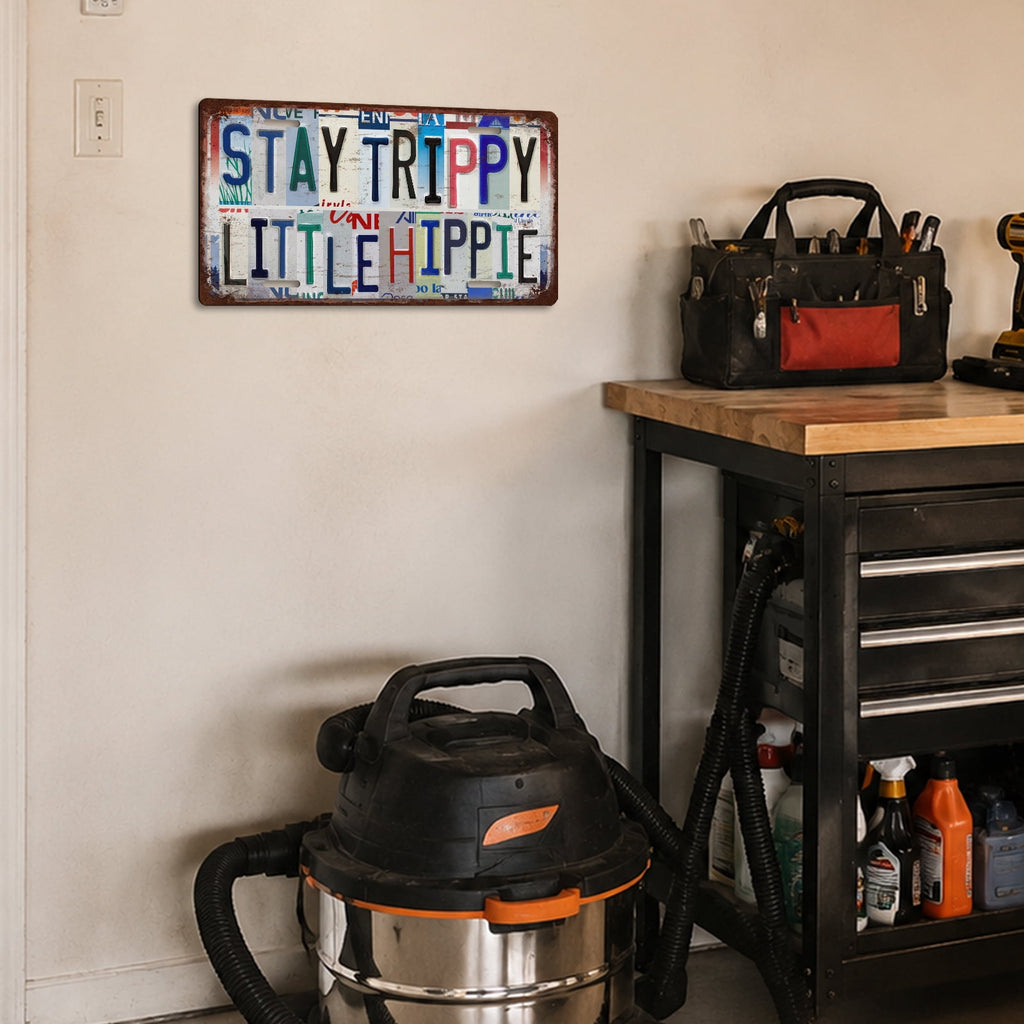 Drsoum Stay Trippy Little Hippie Metal Sign Room Decor 6x12in