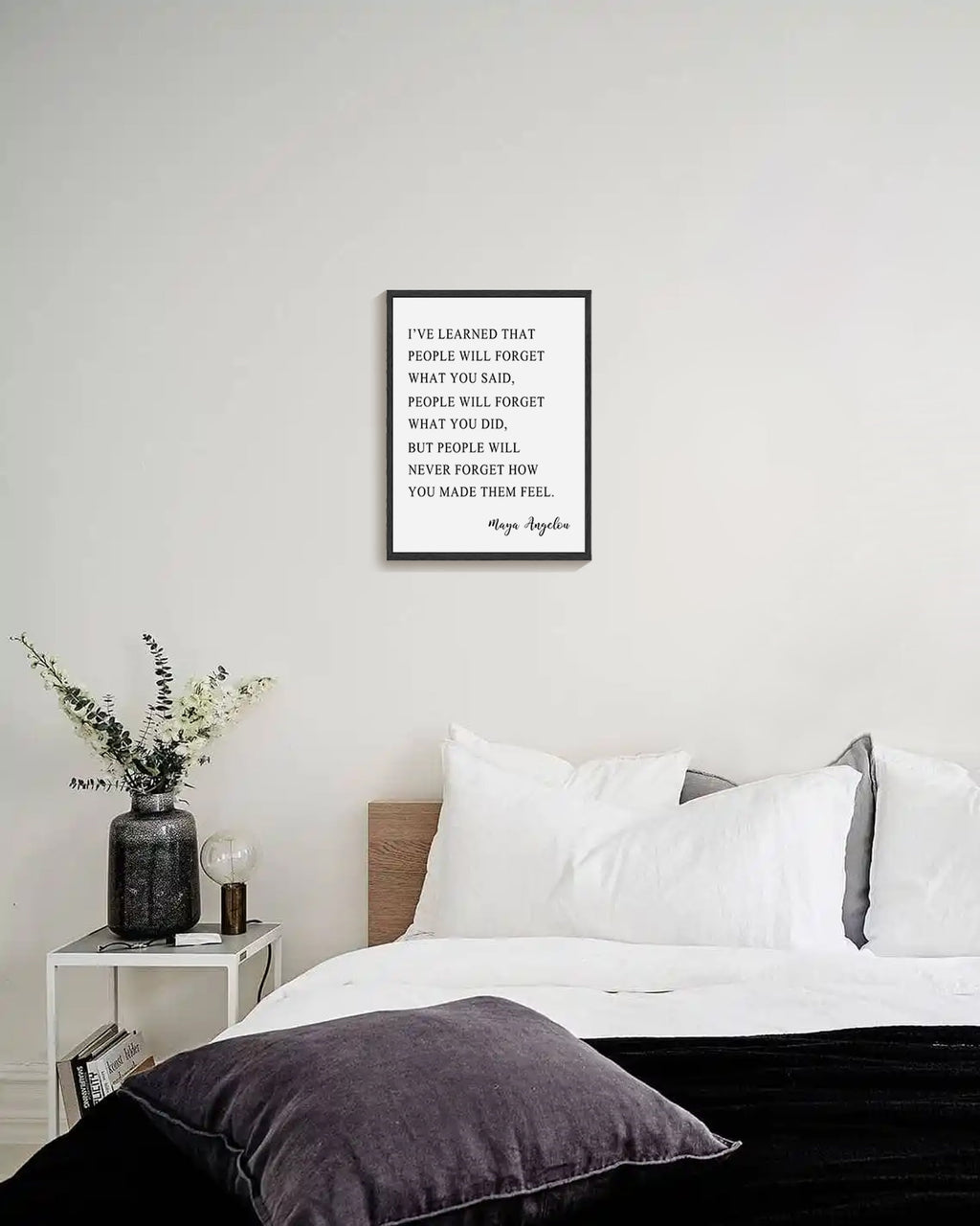 Inspirational 11x14in Black Framed Wall Art I've Learned That People Will Never Forget How You Made Them Feel Motivational Quote Positive Posters Office Home Decor