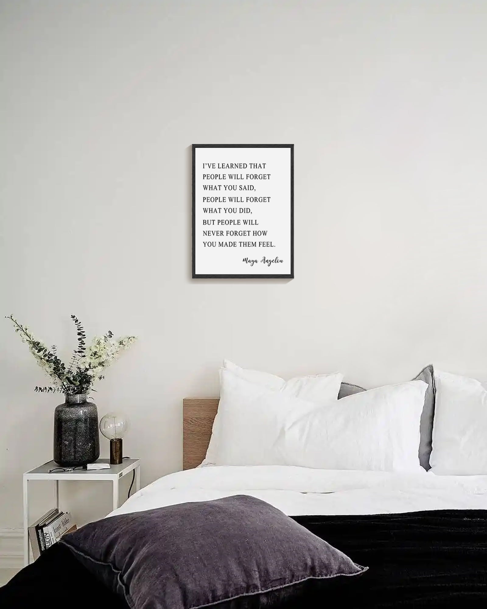 Inspirational 11x14in Black Framed Wall Art I've Learned That People Will Never Forget How You Made Them Feel Motivational Quote Positive Posters Office Home Decor