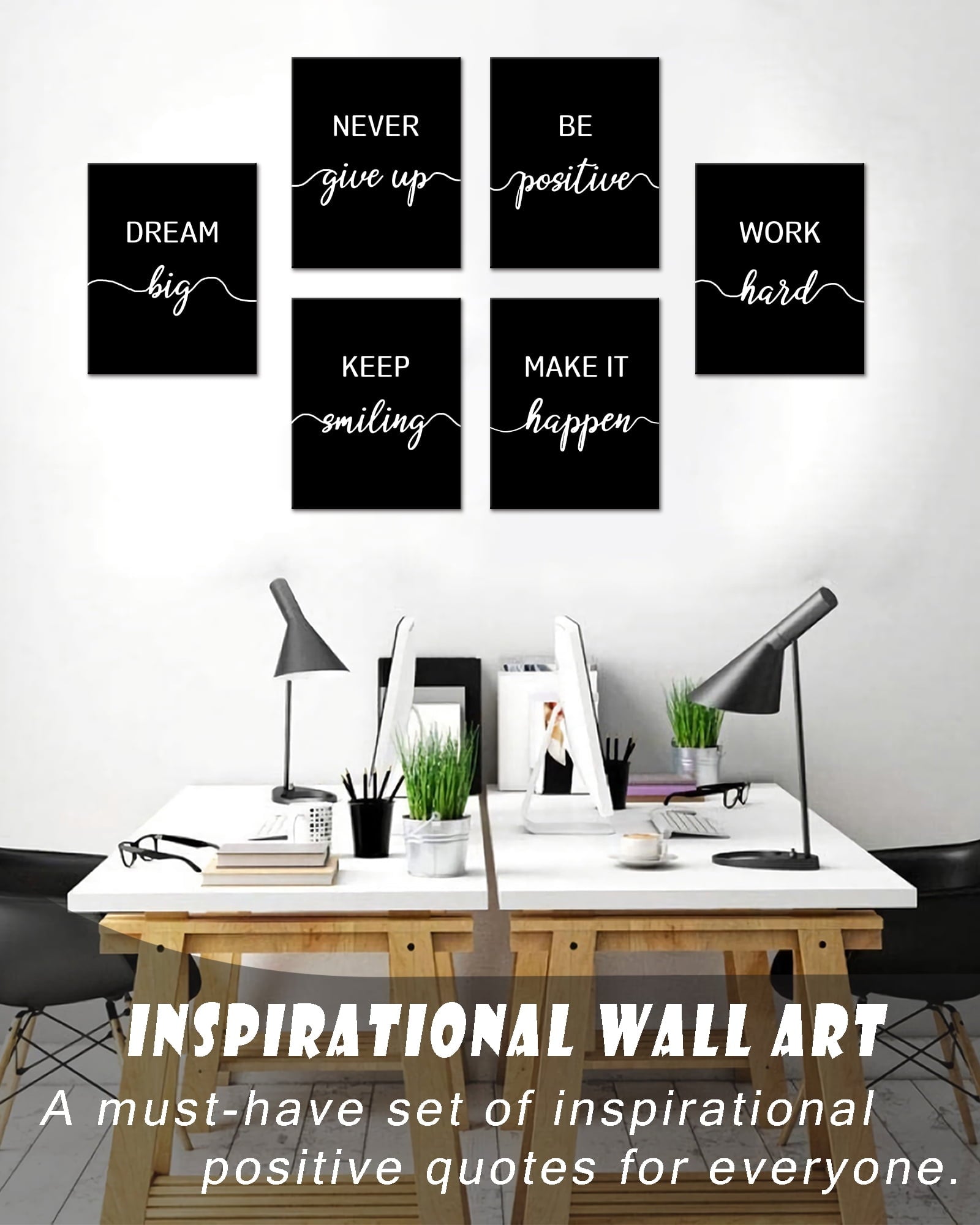 Drsoum Inspirational Office Wall Art Motivational Quotes Encouraging Sayings Framed Posters 8x10in