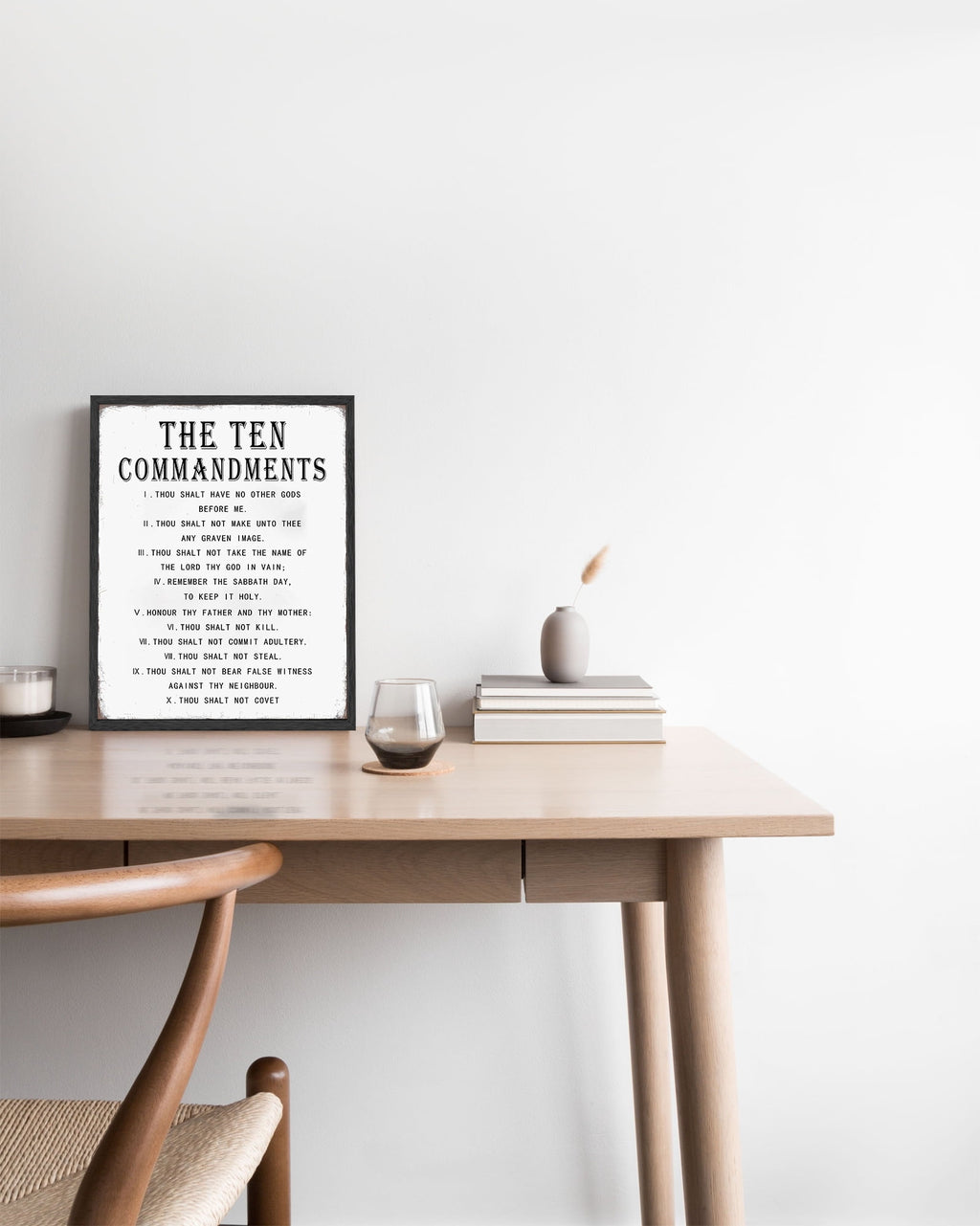 8x10in Black Framed Inspirational Wall Art Motivational Bible Verse Ten Commandments Quote Sayings Office Home Decor Canvas Prints Encouraging Positive Posters Painting