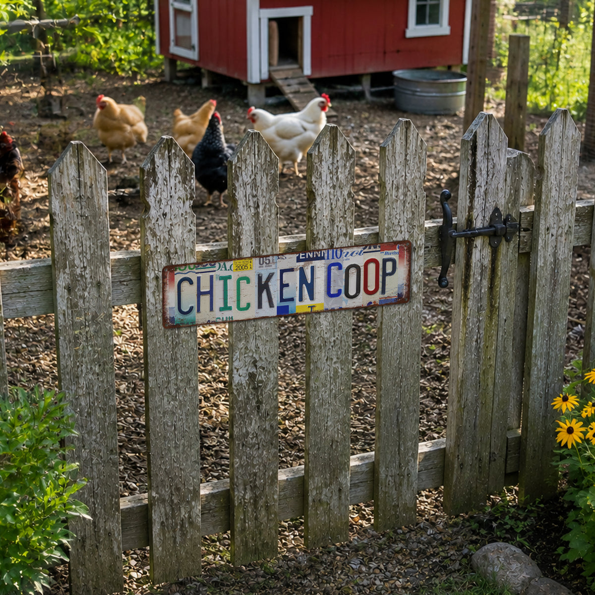Drsoum Chicken Coop Metal Tin Sign 4x16 Inch Rustic Farmhouse Wall Decor