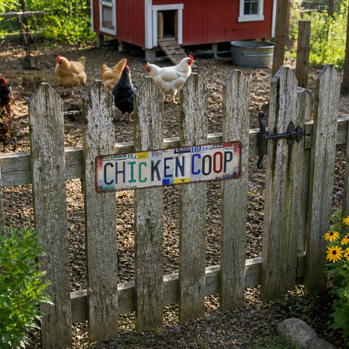 Drsoum Chicken Coop Metal Tin Sign 4x16 Inch Rustic Farmhouse Wall Decor