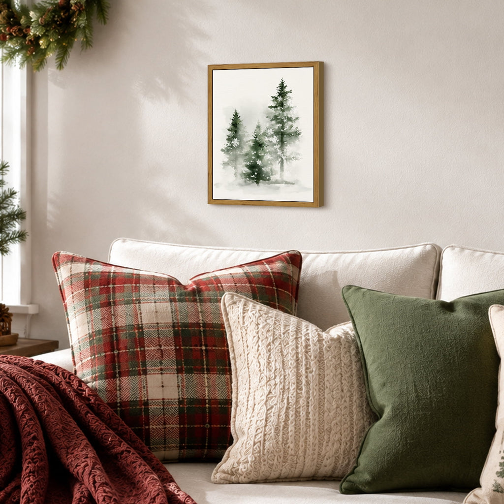 Drsoum Pine Tree Wall Art Framed Canvas Print 8x10 Inch