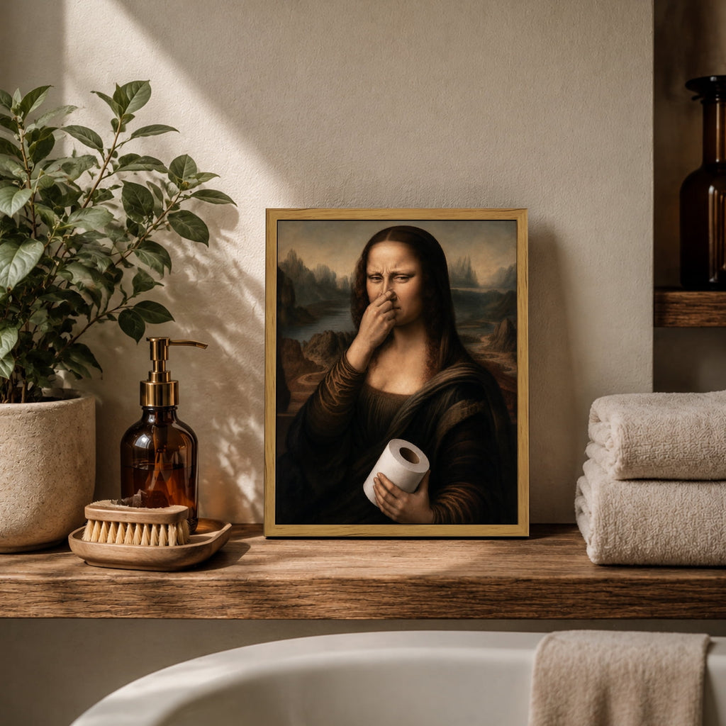 Drsoum Funny Bathroom Wall Art Mona Lisa Toilet Paper Decor 8x10