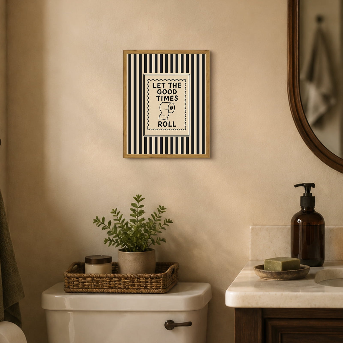 Drsoum Let The Good Times Roll Bathroom Wall Art Framed Canvas Print 8x10 Inch