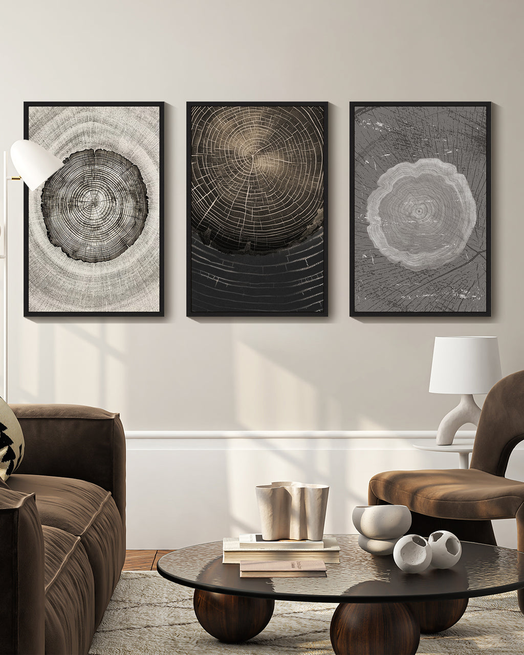 16x24in Black Framed Vintage Wood Tree Rings Wall Art Farmhouse Rustic Framed for Office Dining Room Hallway Canvas Paintings Nature Artwork