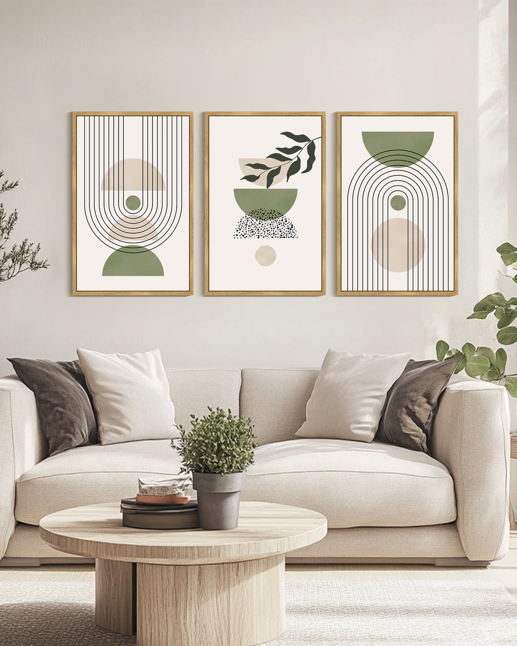Drsoum Large 24x36in3pcs Natural Framed Leaf Boho Wall Art Green Botanical Printing Minimalist for Bathroom Prints