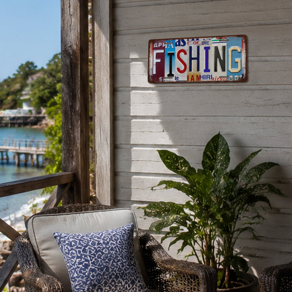 Drsoum Fishing Metal Sign Vintage Wall Art 6x12in