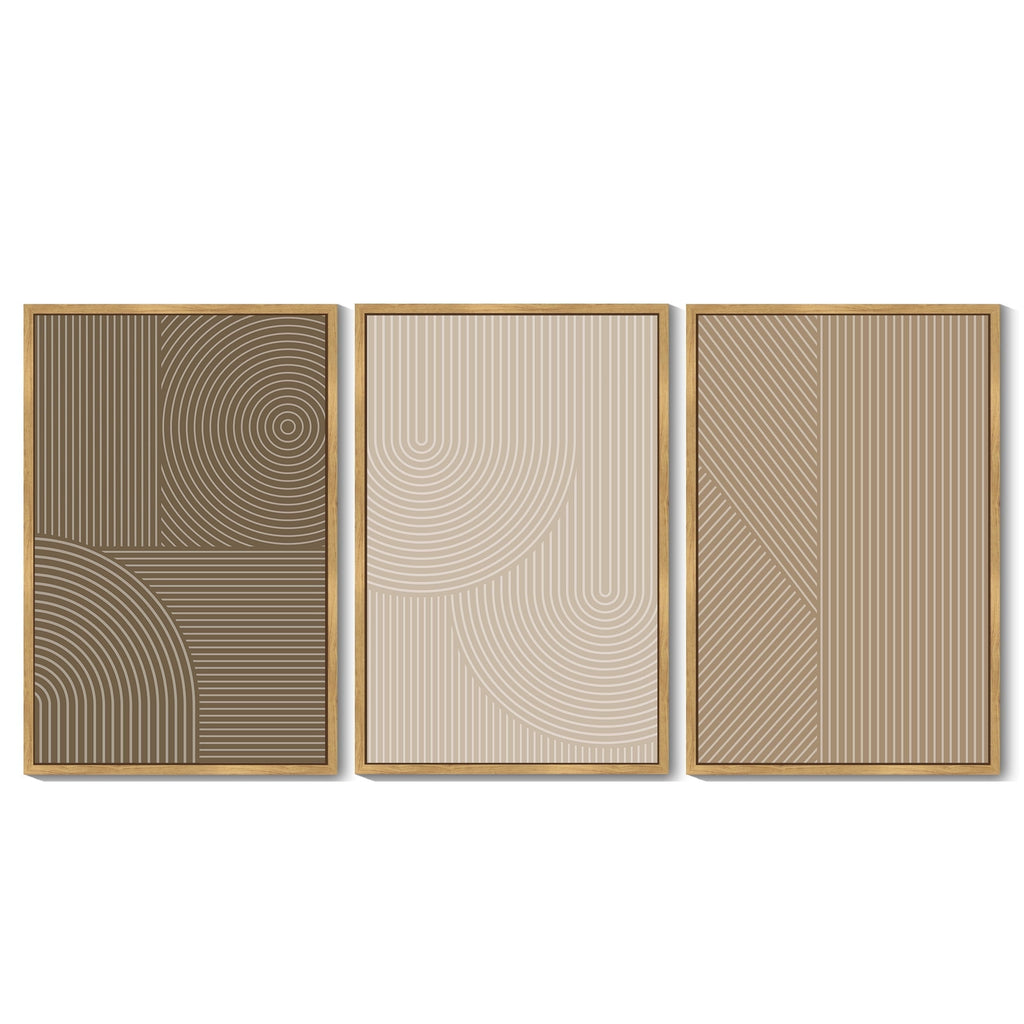Drsoum Modern Boho Neutral Line Wall Decor Minimalist Abstract Framed Wall Art Geometric Artwork Kitchen Dining Room 24x36in Natural Framed