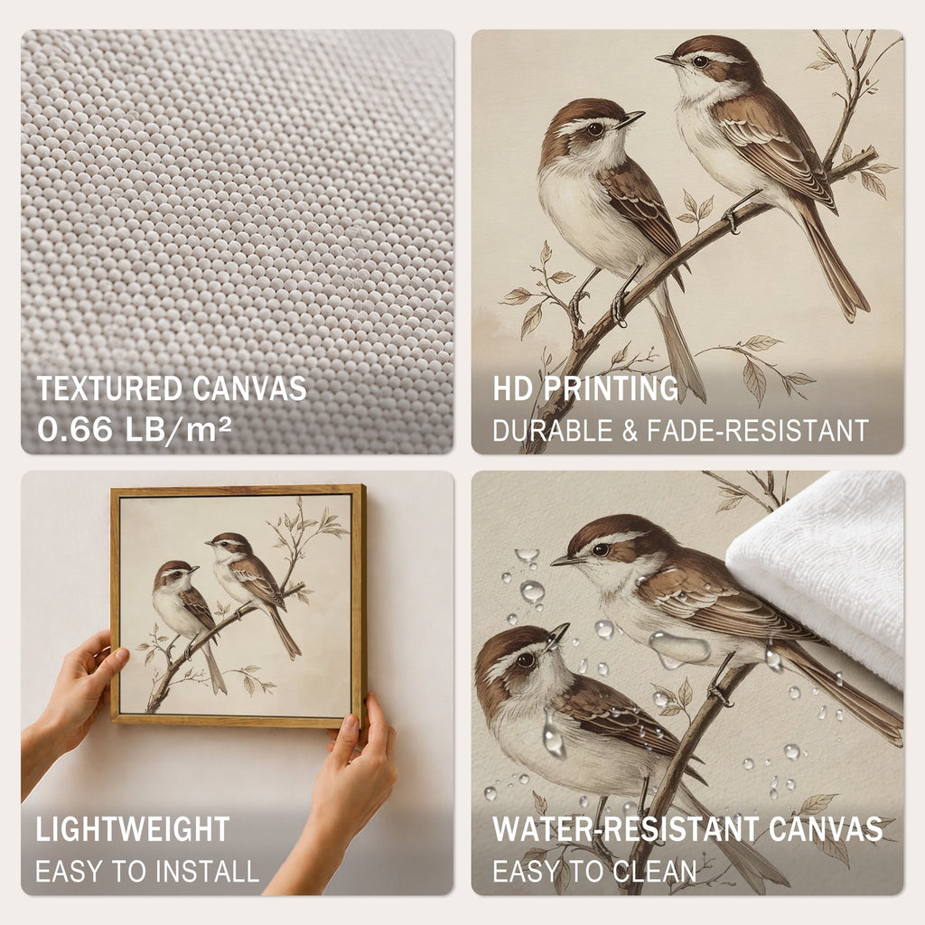 Drsoum Vintage Bird Canvas Art Framed Botanical Print 8x10 Inch