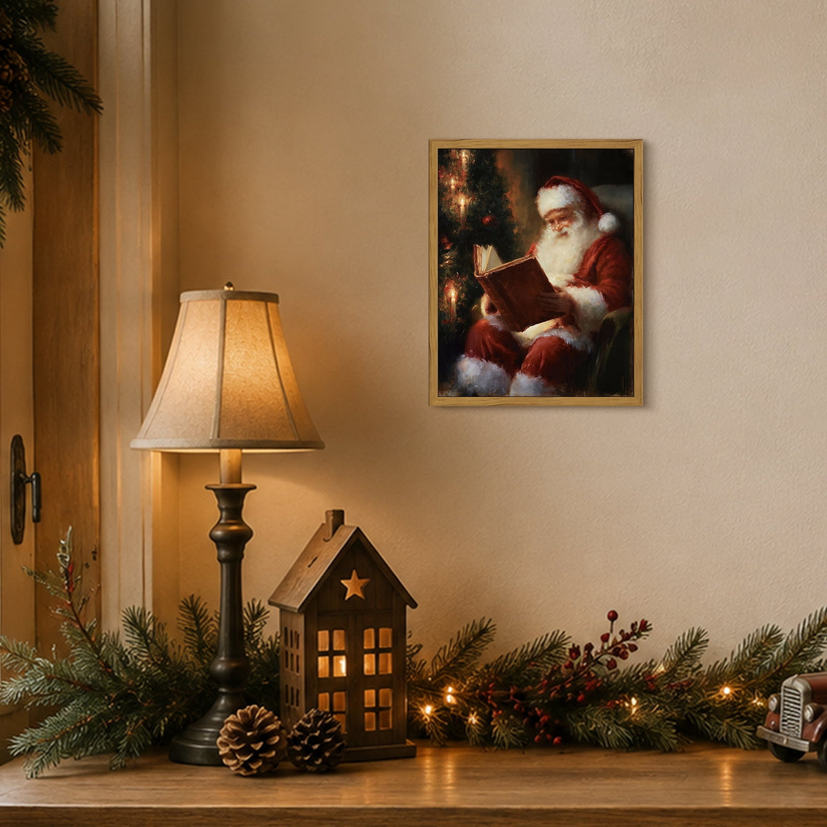 Drsoum Santa Claus Wall Art Framed Canvas Print 8x10 Inch