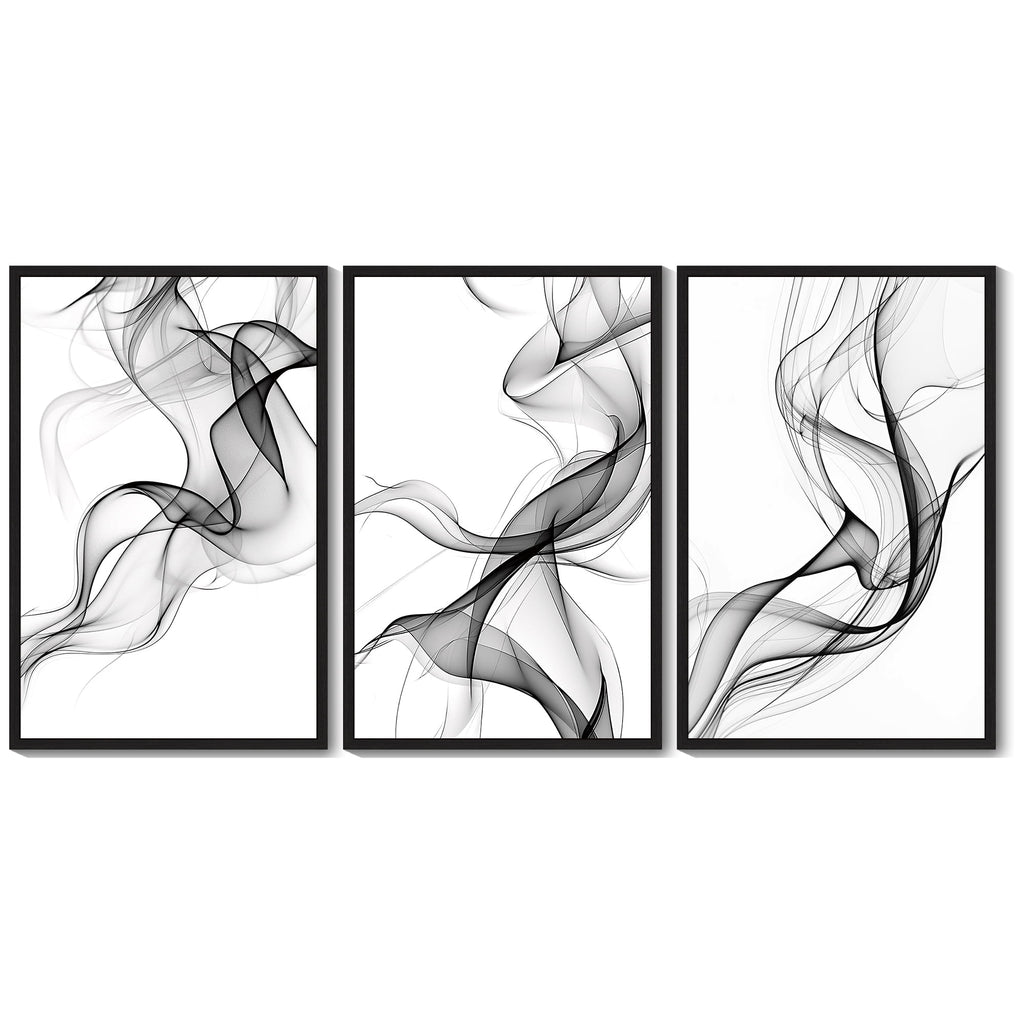 Drsoum Modern Abstract Wall Art 16x24in3pcs Black Framed Minimalism Print Artwork for Bedroom living room Dining room Hallway