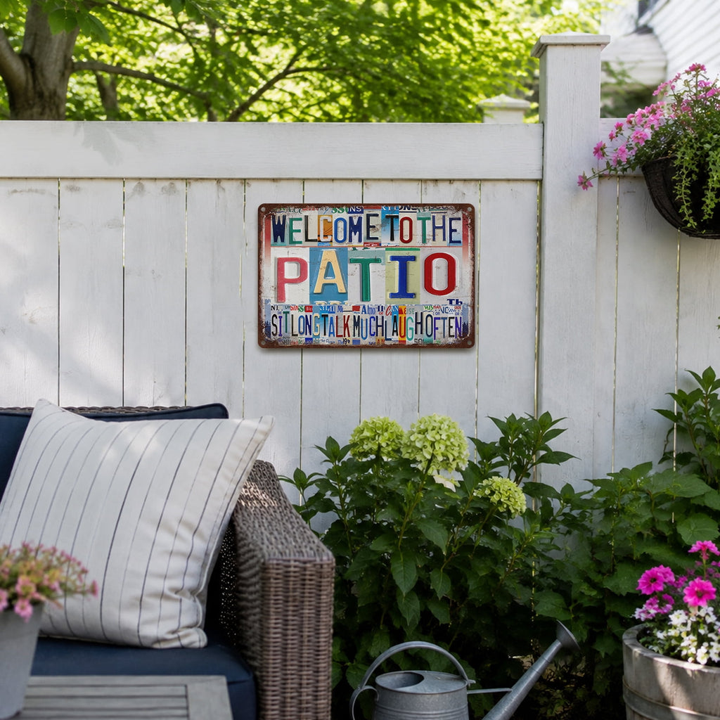 Drsoum Welcome Patio Sign Metal Tin Sign 8x12 Inch Rustic Outdoor Decor