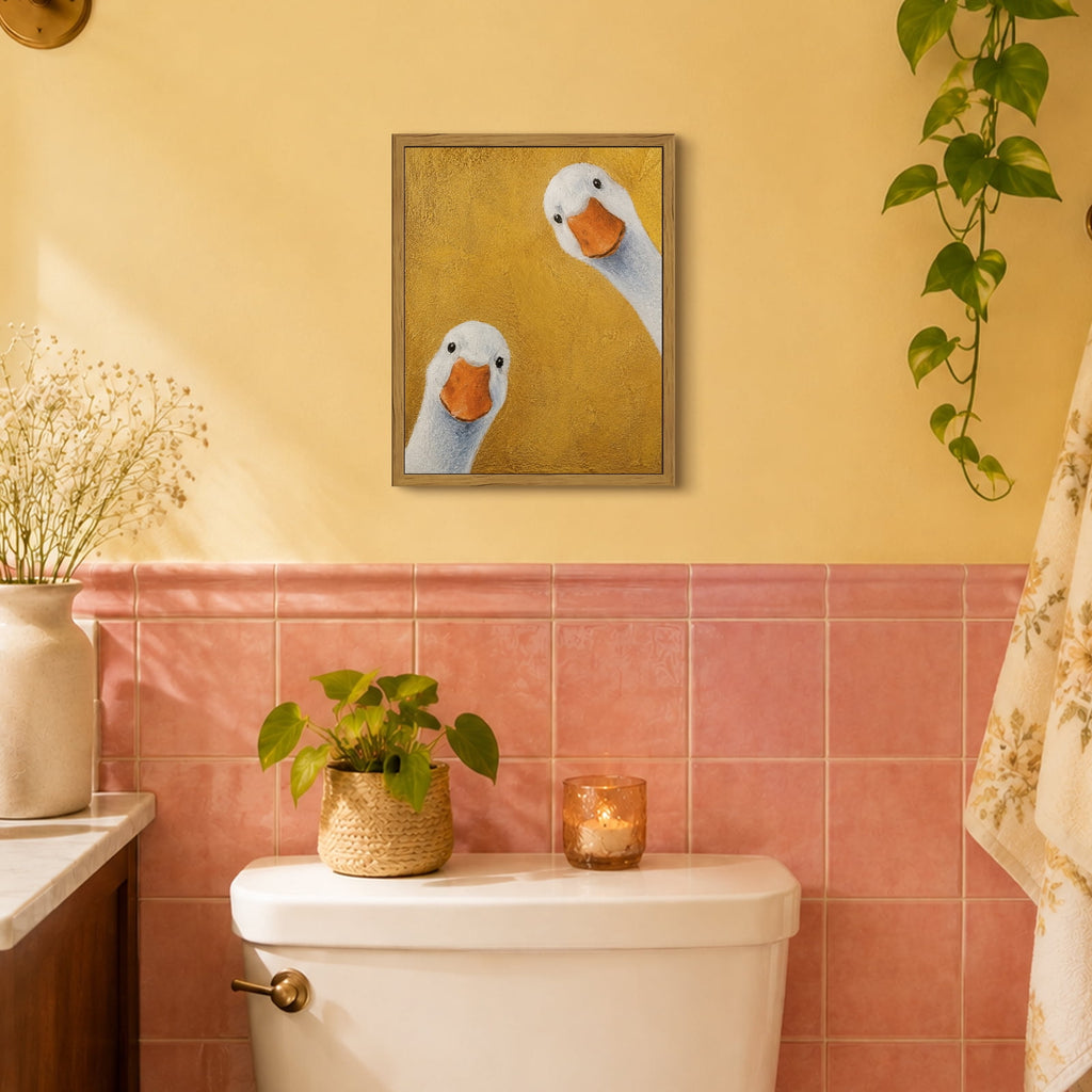 Drsoum Funny Goose Wall Art Peeking Ducks Gold Decor 8x10